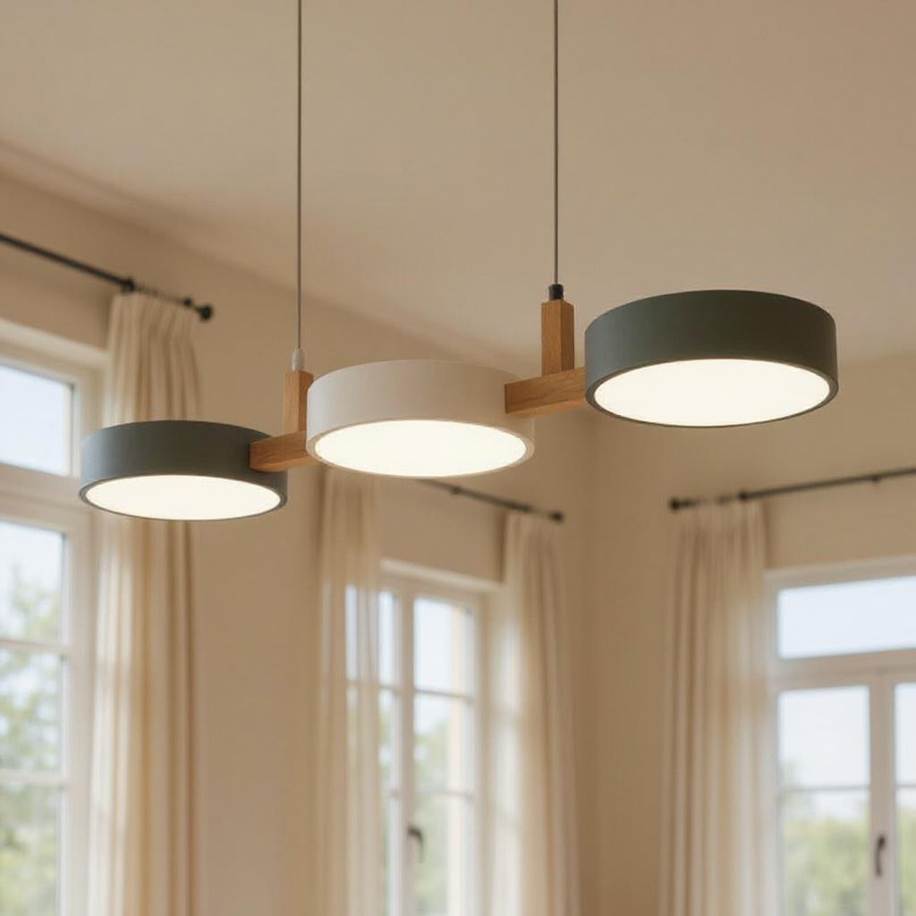 Wood Frame Triple Pendant Light – Modern LED Ceiling Fixture