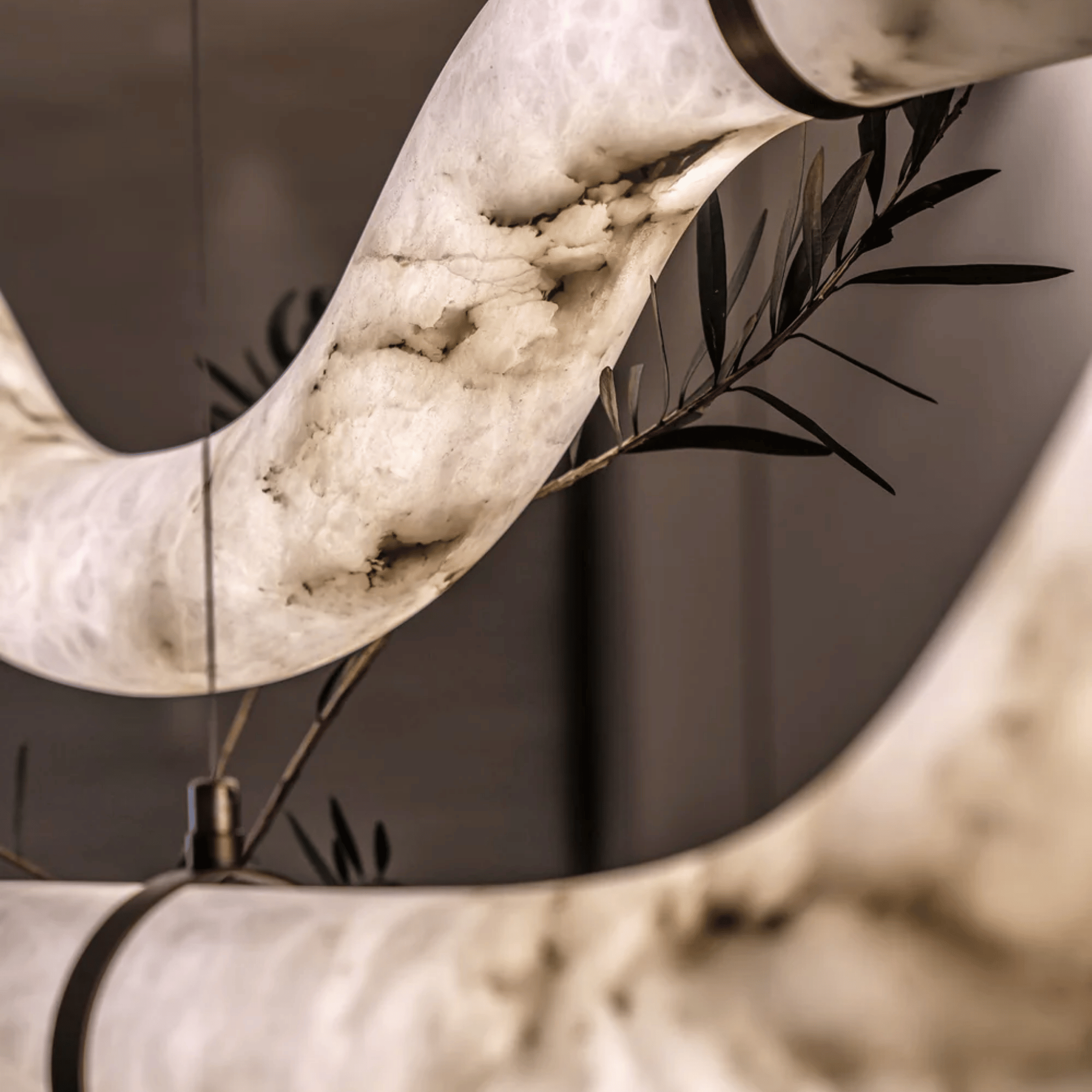 Curvex Wave Pendant Light – Modern LED Marble Effect Curved Hanging Dining Room Ceiling Decorative Lighting