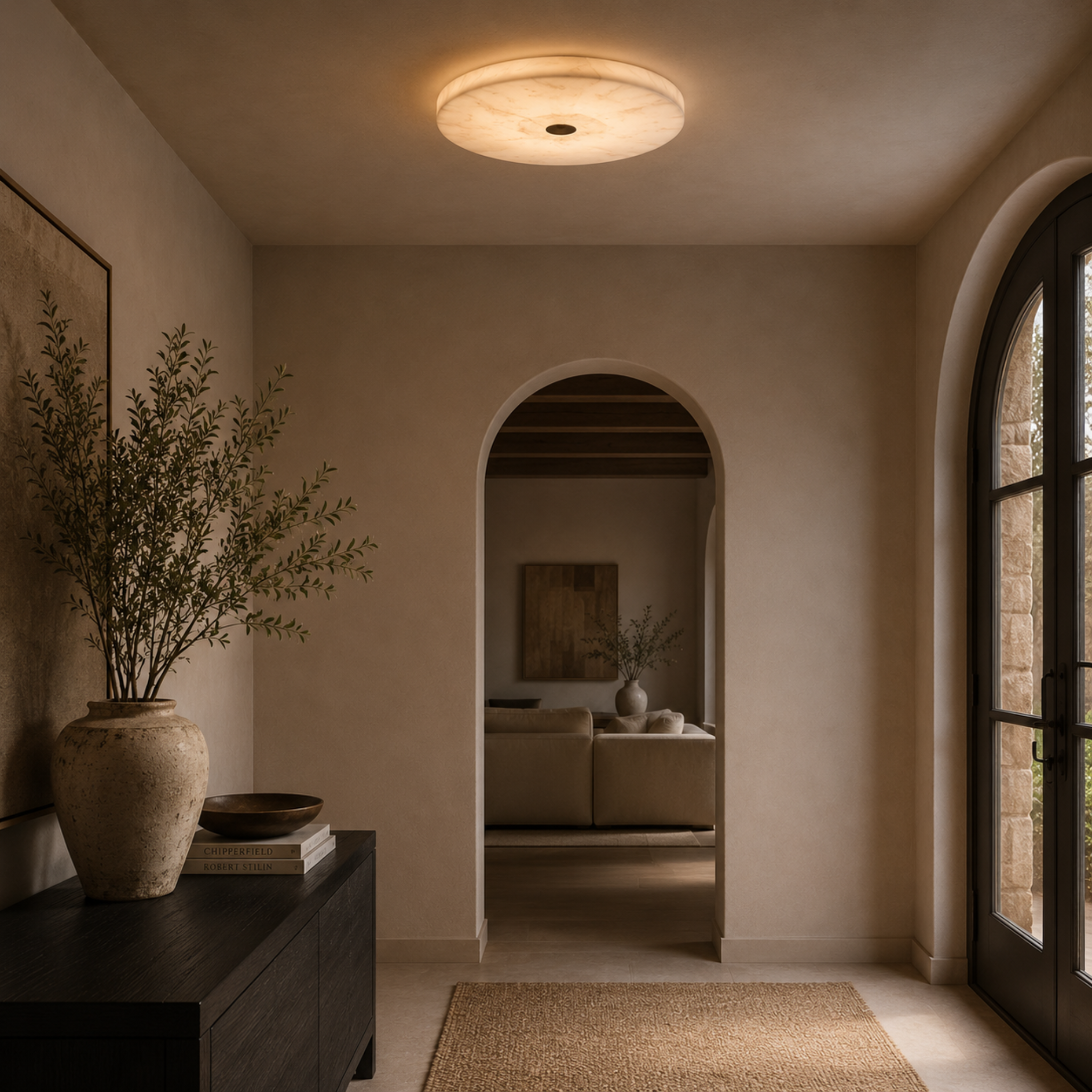 Velora Marble Ceiling Light – Flush Mount LED Decorative Lighting Bedroom Living Room Round Alabaster