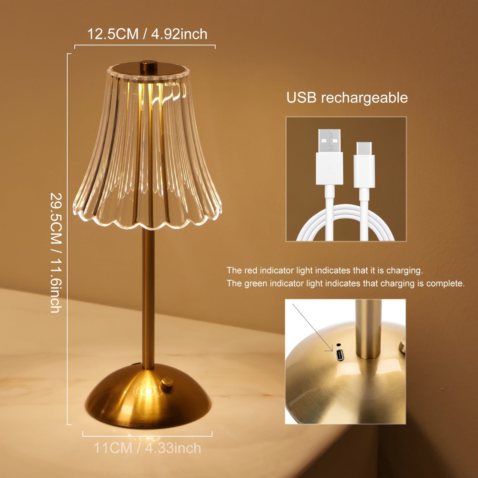 Ridella Table Lamp – LED Rechargeable Touch Sensor Dimmable Bedside Desk Light Modern Decorative