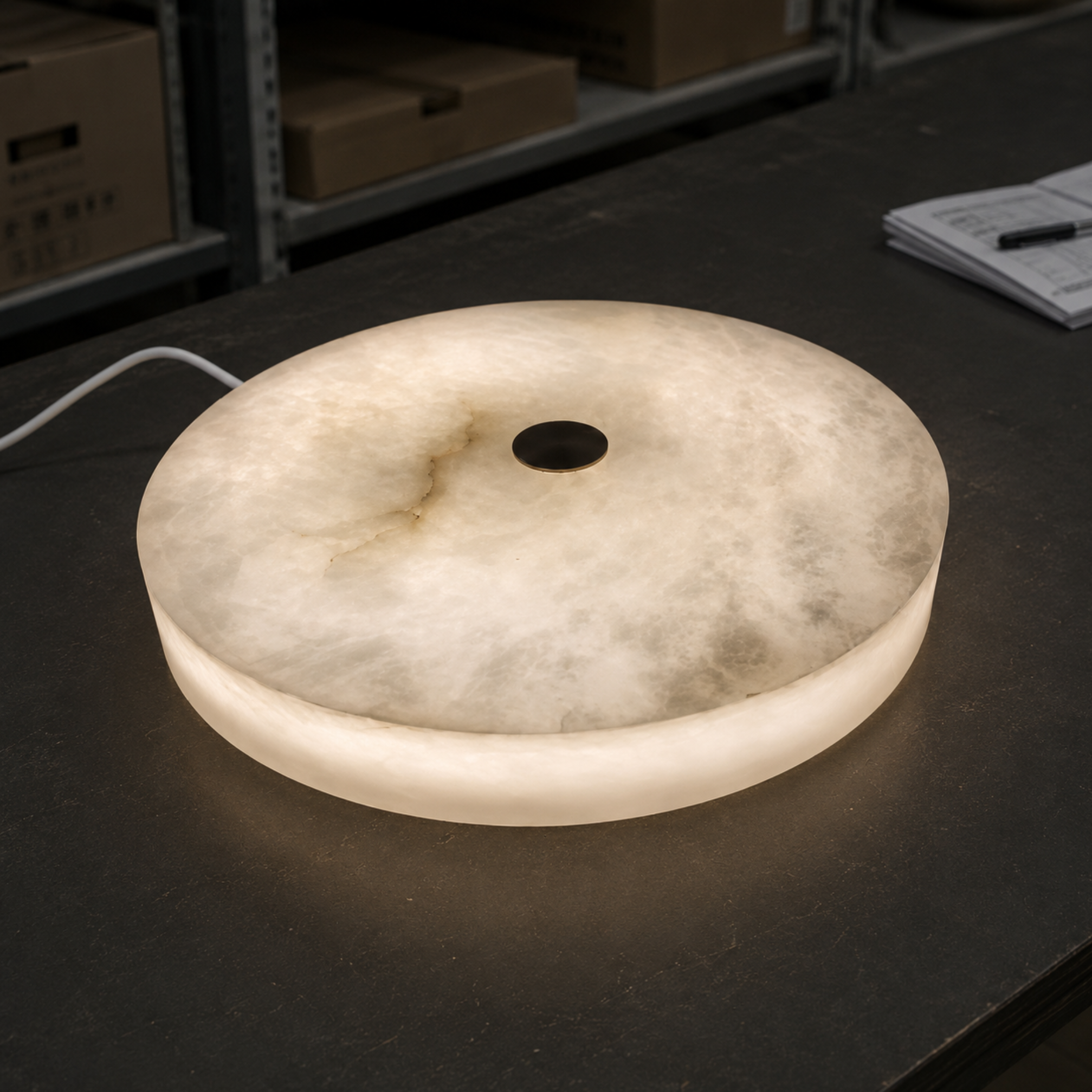 Velora Marble Ceiling Light – Flush Mount LED Decorative Lighting Bedroom Living Room Round Alabaster