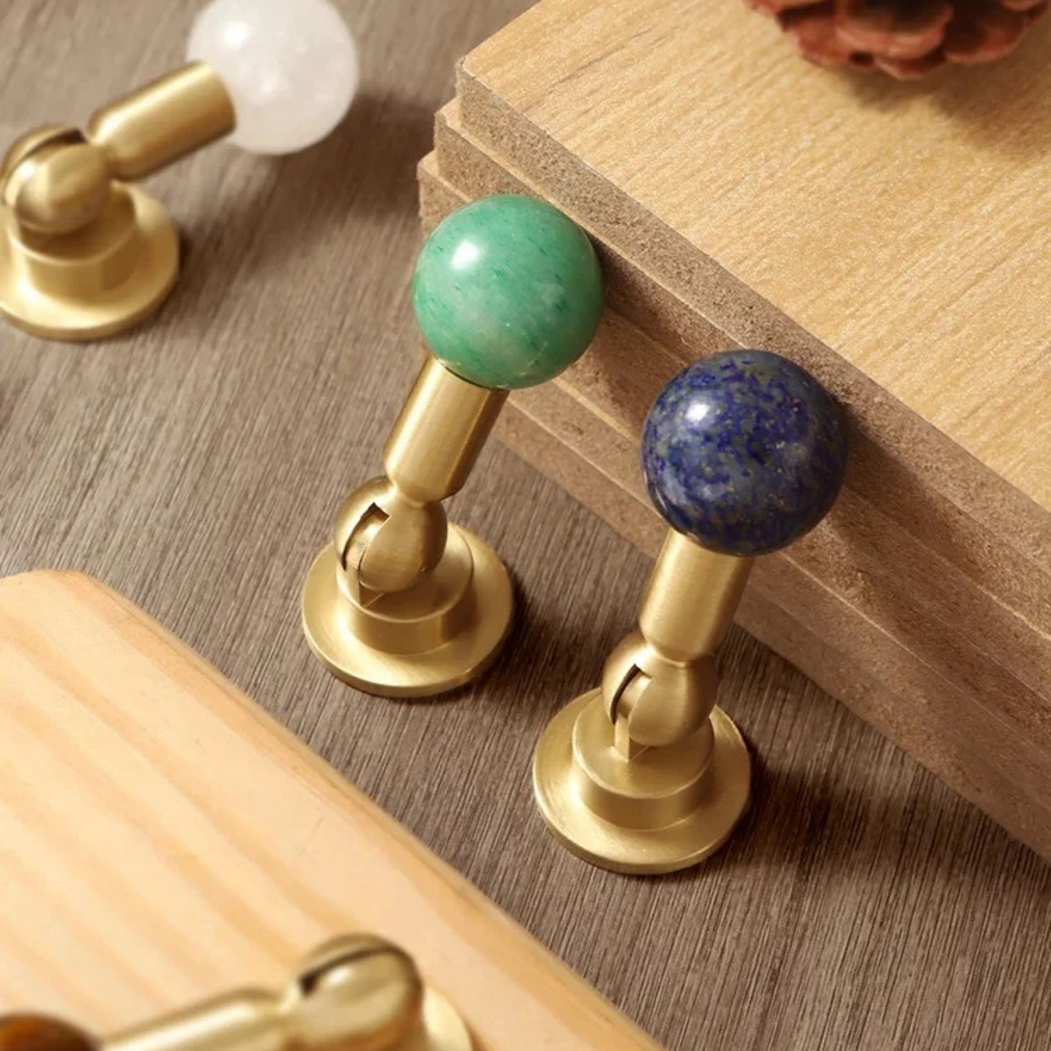 Meridio Sphere Cabinet Knob – Brass Wood Ball Hardware Drawer Pull Kitchen Bathroom Furniture Handles