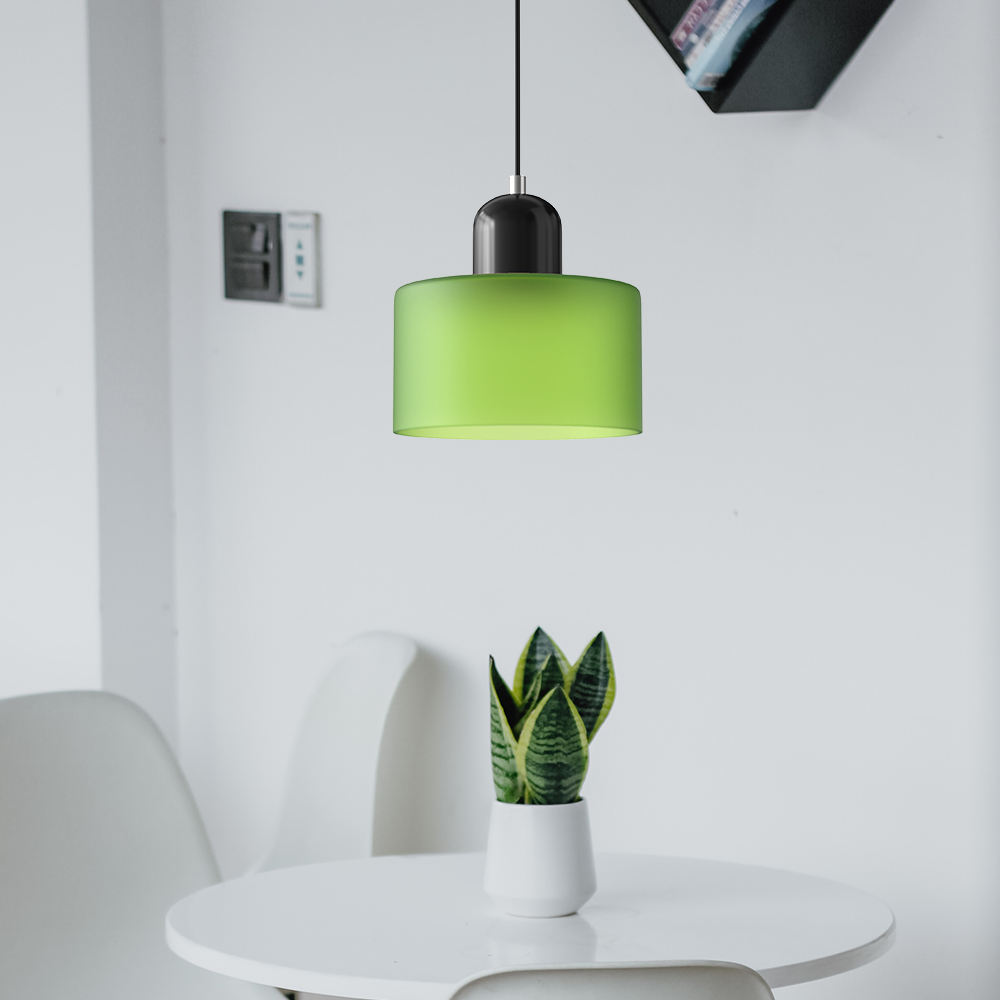 Glass Cylinder Pendant Light – Modern Colourful Hanging Fixture