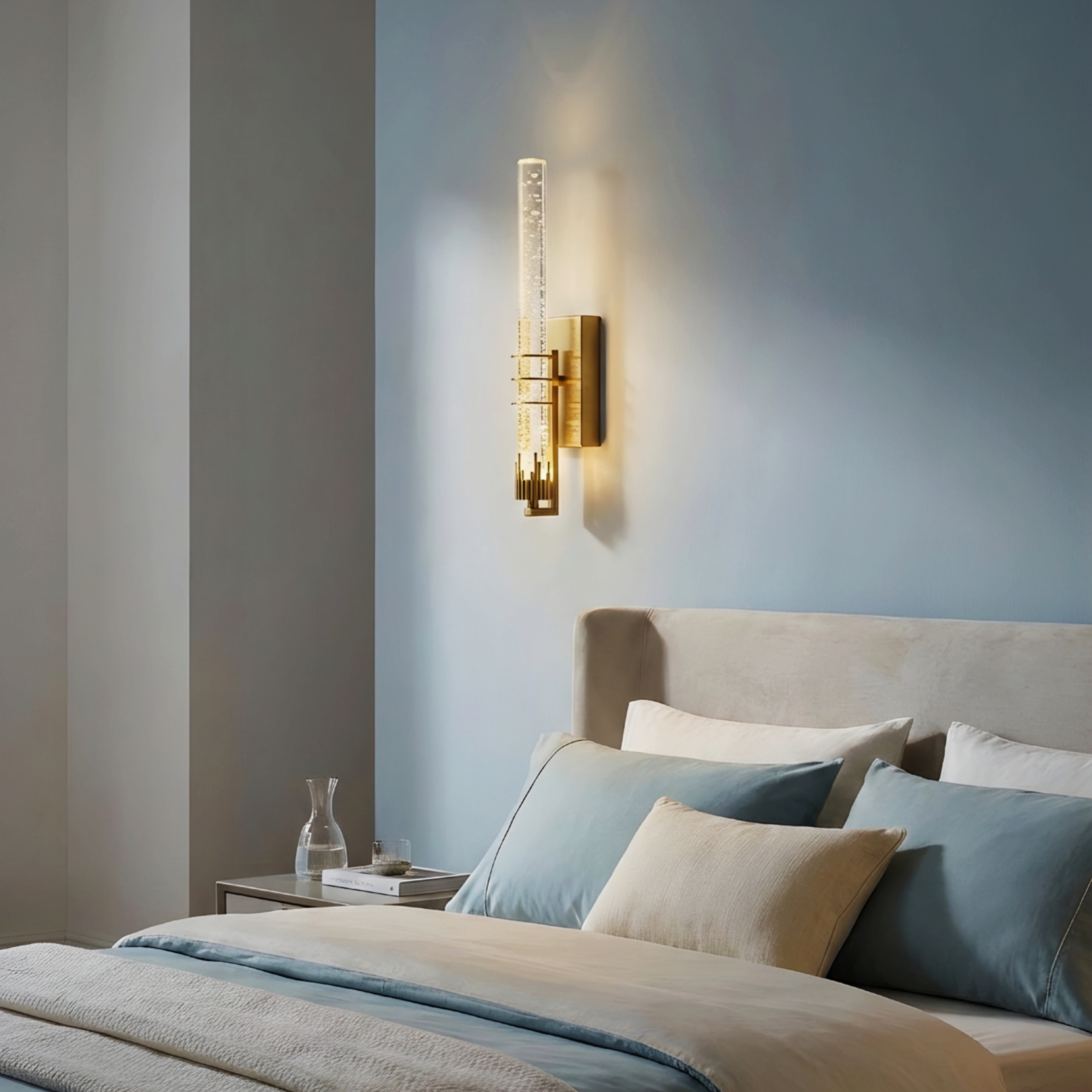 Lunaris Crystal Bar Wall Lamp – Modern LED Gold Black Vanity Hallway Sconce Fixture