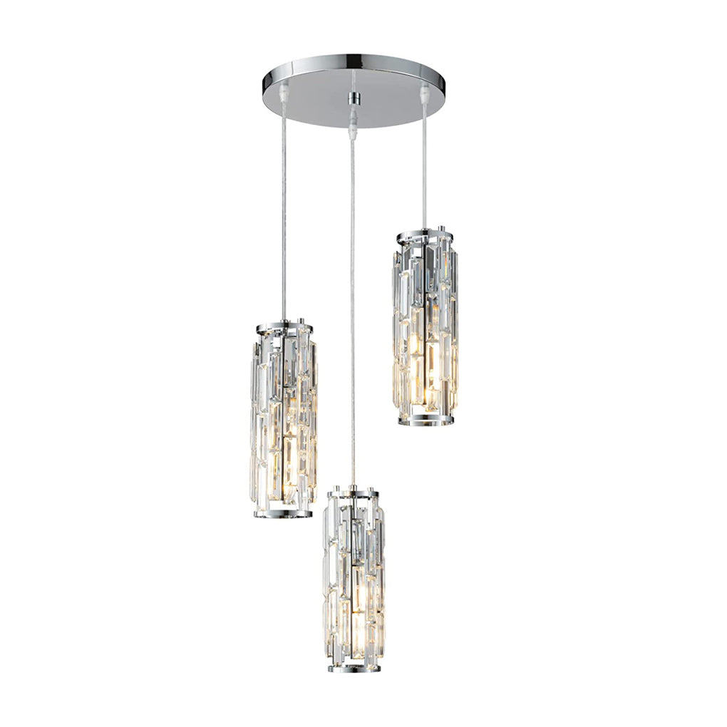 Prismatica Crystal Pendant Light – Cylindrical Kitchen Island Dining Room Chandelier Fixture