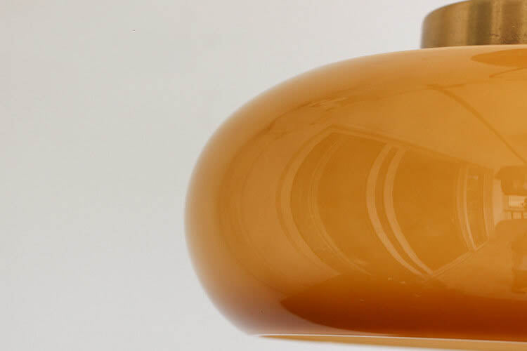 Amber Glass Semi Flush Ceiling Light – Mid-Century Modern Lighting Fixture