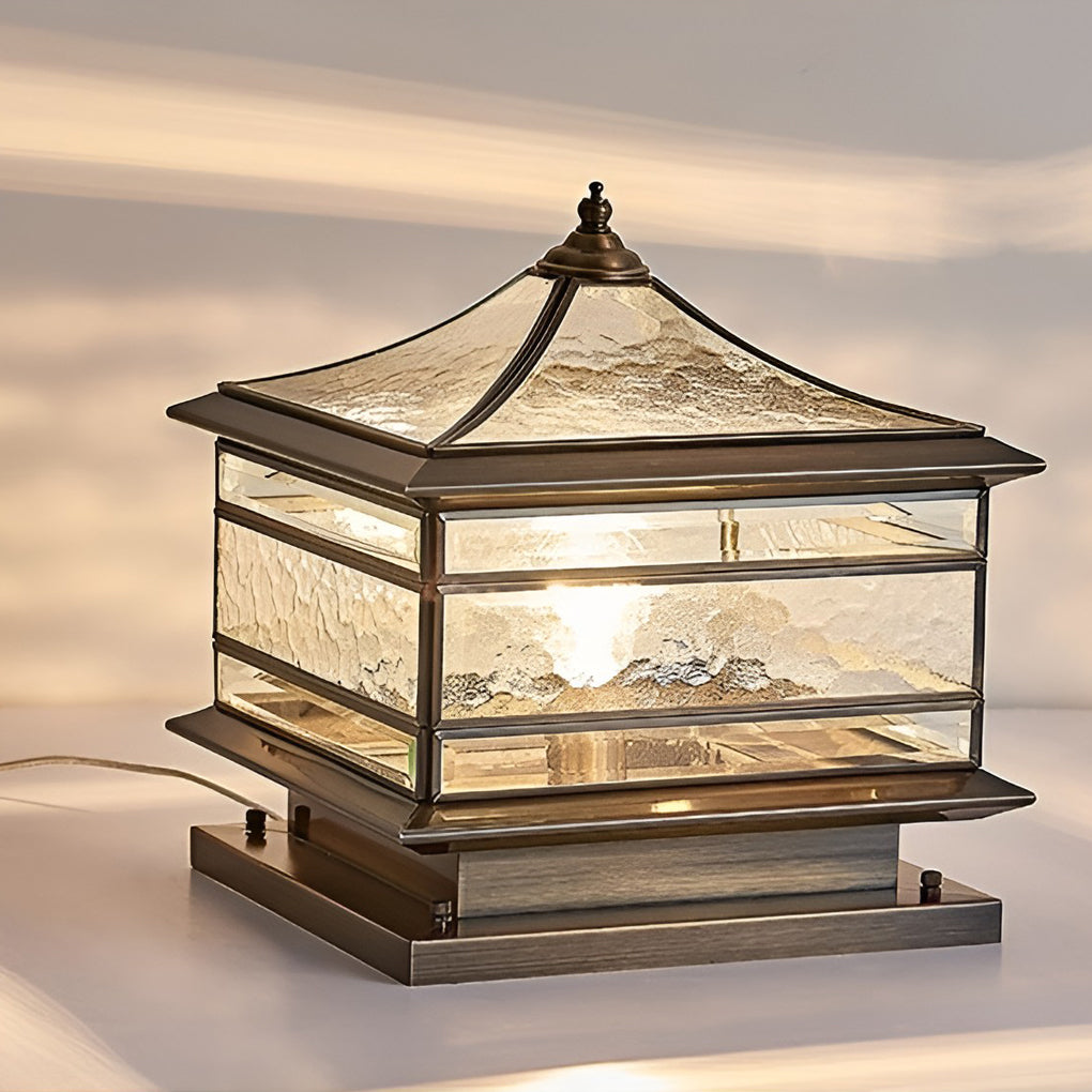 Textured Glass LED Pillar Lights – Waterproof Outdoor Fixtures