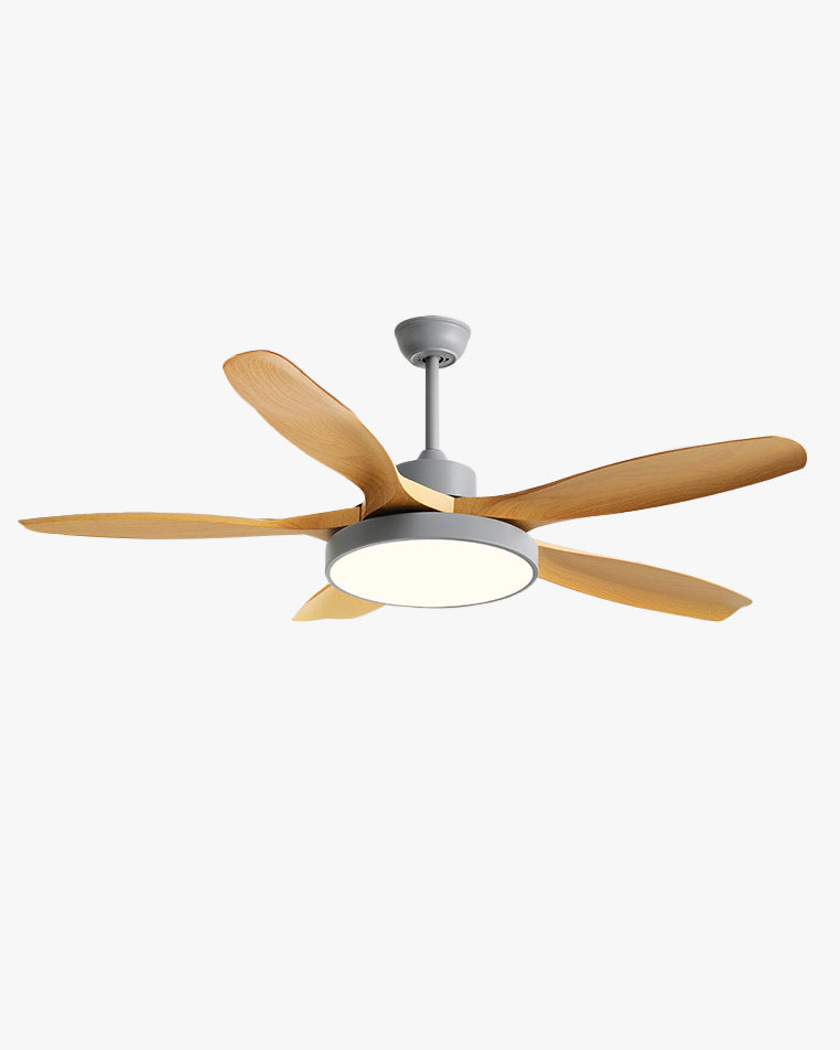 Bryndel Ceiling Fan – Modern Wood Blade Ceiling Fan Light Living Room Bedroom LED Integrated Remote Control