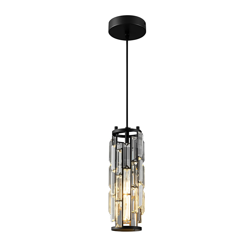 Prismatica Crystal Pendant Light – Cylindrical Kitchen Island Dining Room Chandelier Fixture