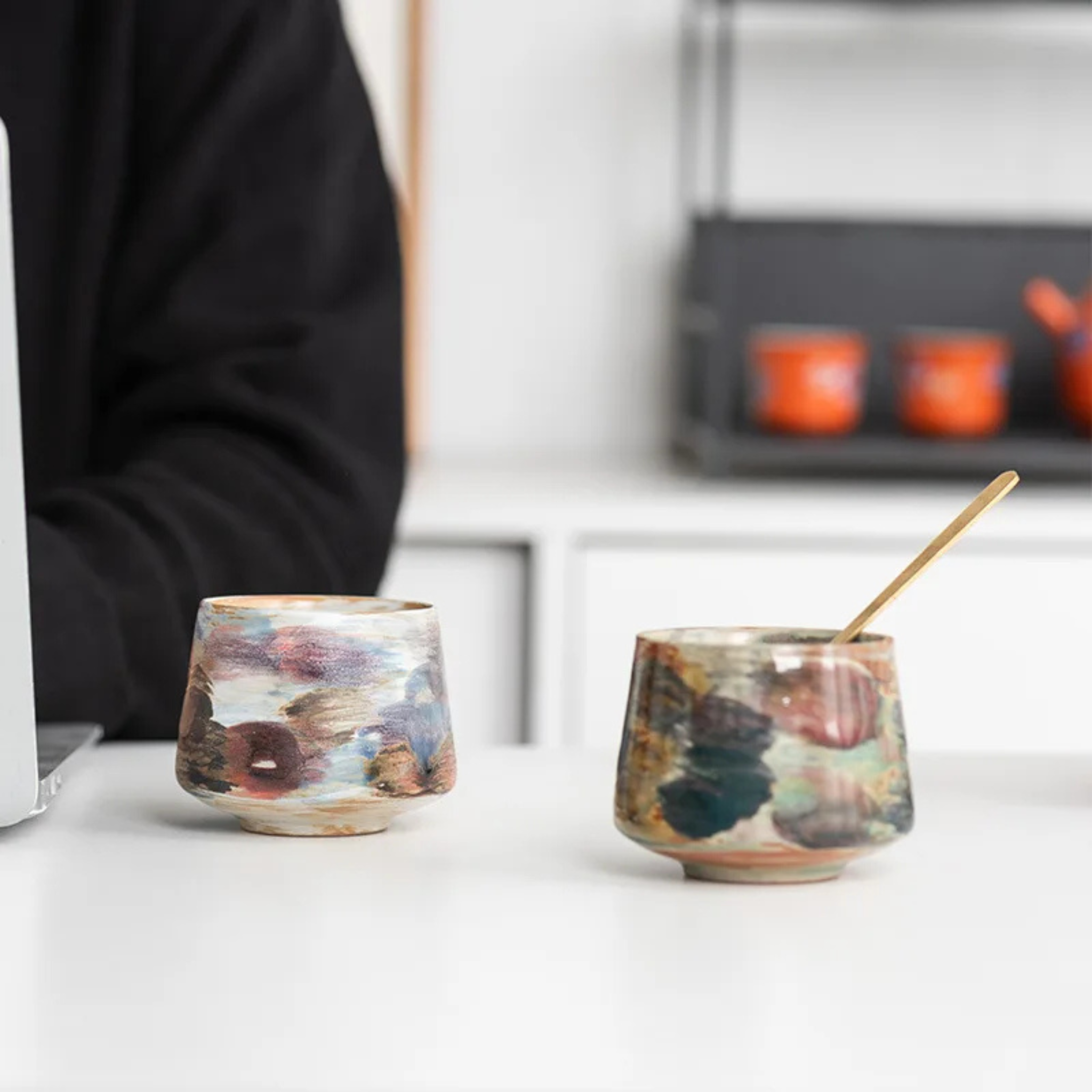 Paloma Ceramic Cup – Handcrafted Reactive Glaze Coffee Mug Latte Cup Artisan Pottery Drinkware