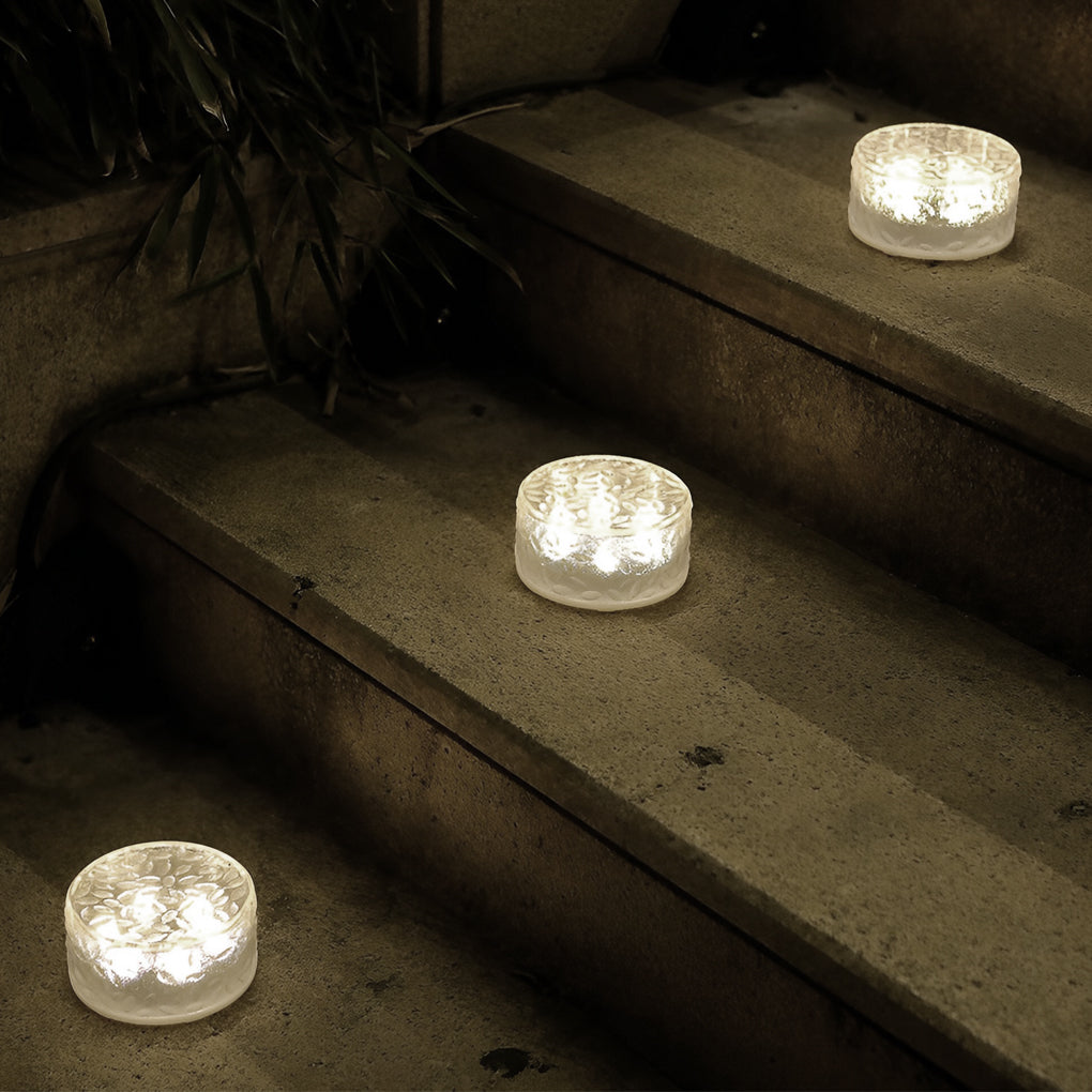 Ripple Glass Solar Step Lights – Waterproof LED Outdoor Pathway and Garden Fixtures