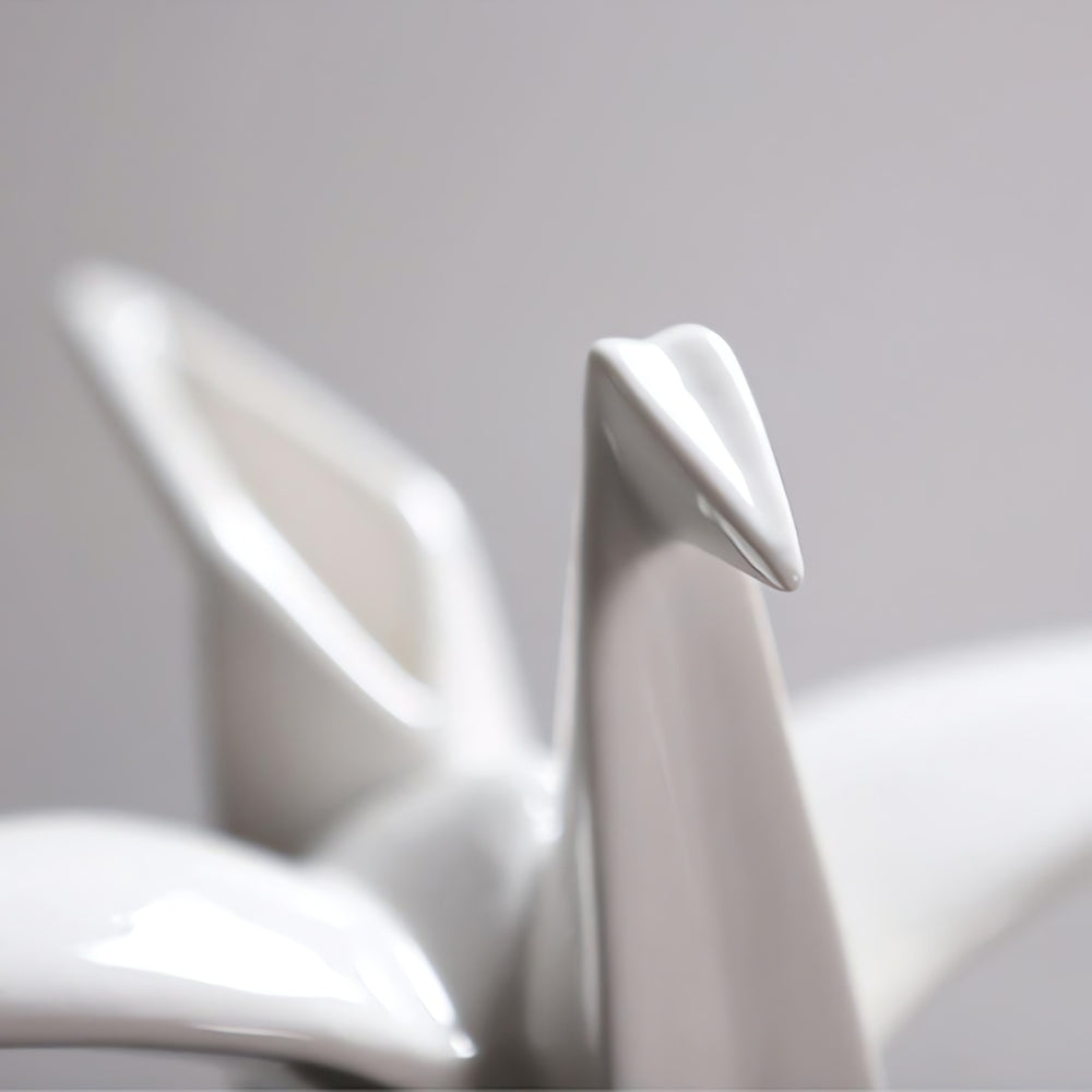 Orikaze Ceramic Sculpture Set – White Origami Bird Figurine Decorative Accent Home Decor Living Room