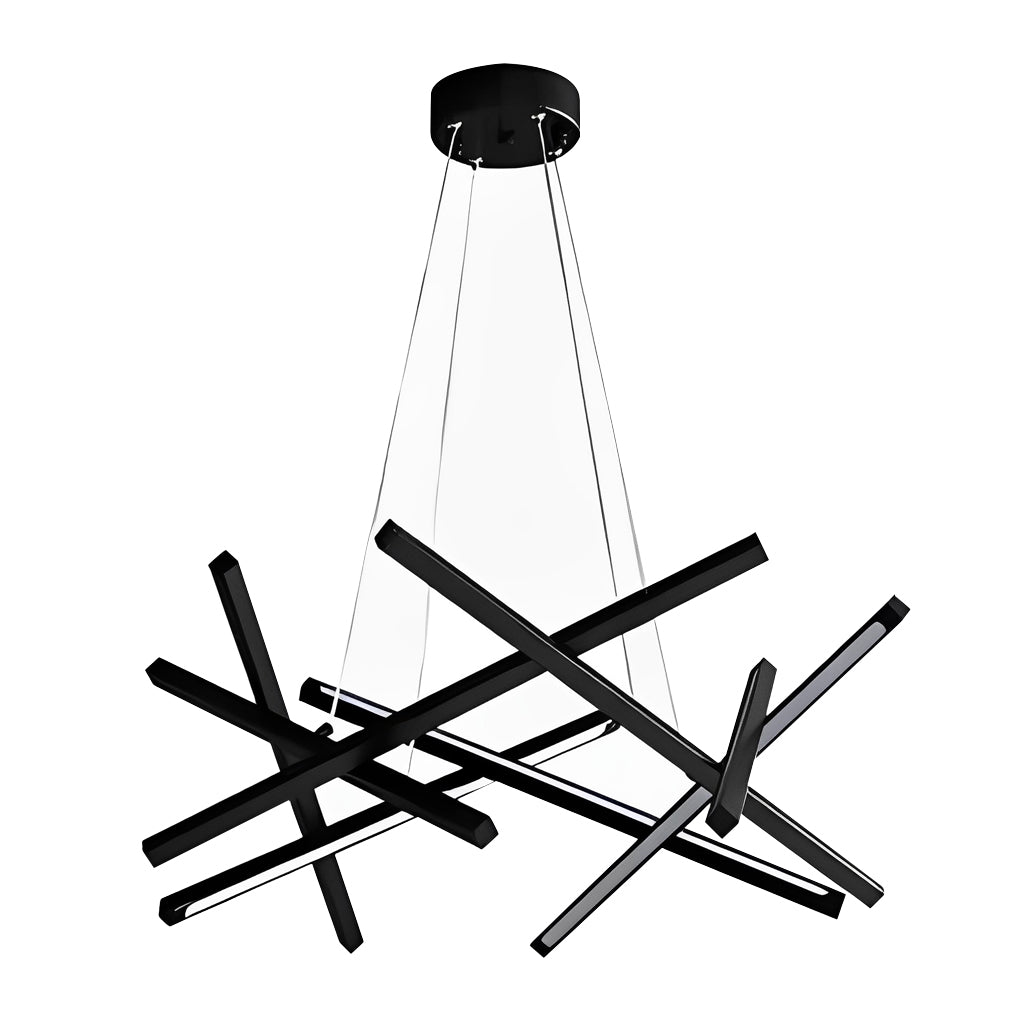 Intersecting Linear LED Chandelier – Modern Starburst Dining Room Living Room Pendant
