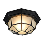 OctaFrame Frosted Glass Flush Mount Light – Waterproof LED Outdoor Porch Ceiling Fixture