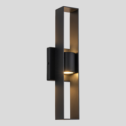 Avero Outdoor Wall Light – Modern Black Rectangular LED Up Down Exterior Sconce Waterproof Porch Lighting
