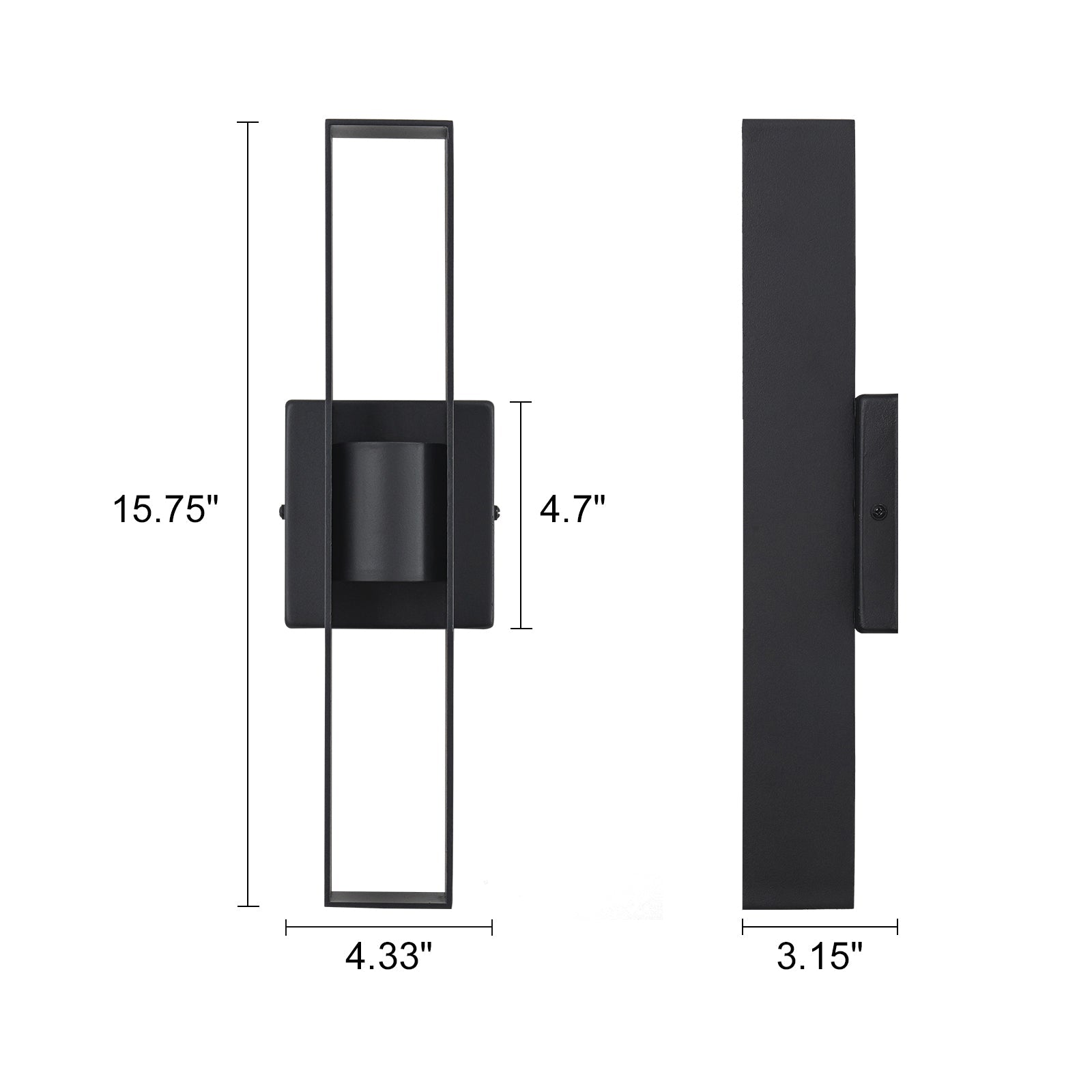 Avero Outdoor Wall Light – Modern Black Rectangular LED Up Down Exterior Sconce Waterproof Porch Lighting