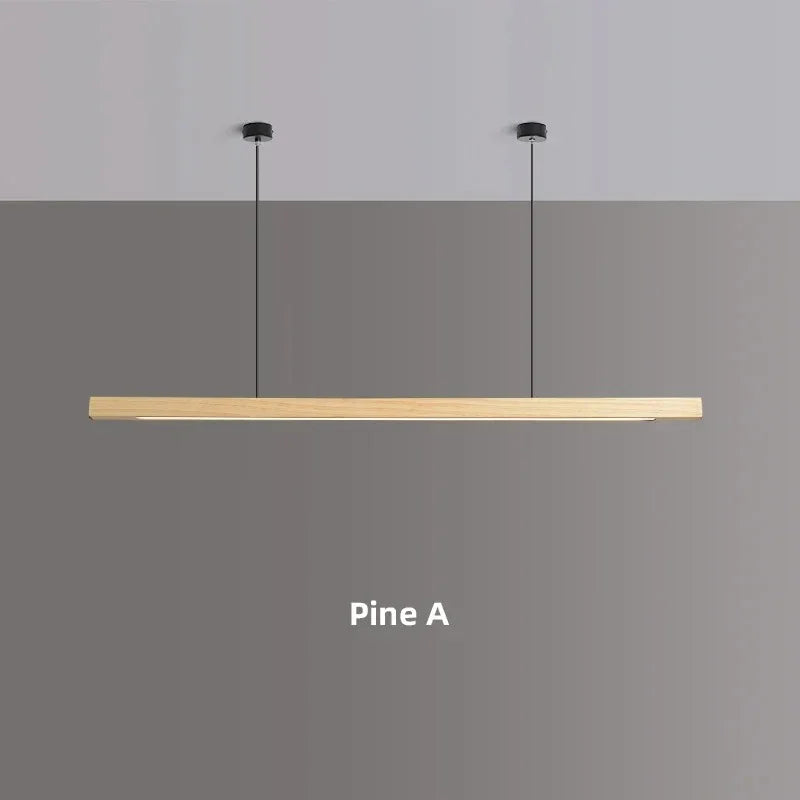 Breckton Linear Pendant Light – Wood Minimalist Kitchen Island Dining Room Table Ceiling Fixture