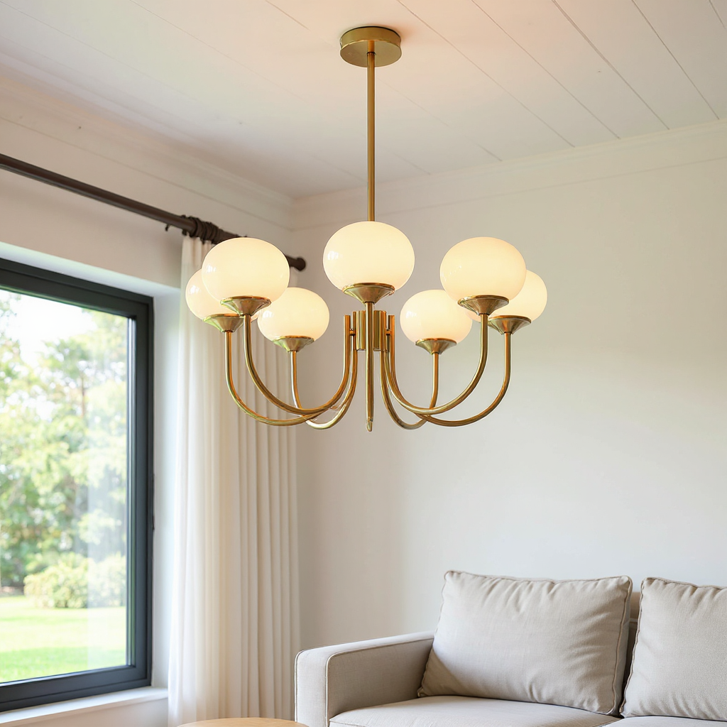Blush Halo Chandelier Light – Glass Dome Ceiling Chandelier Lighting Fixture
