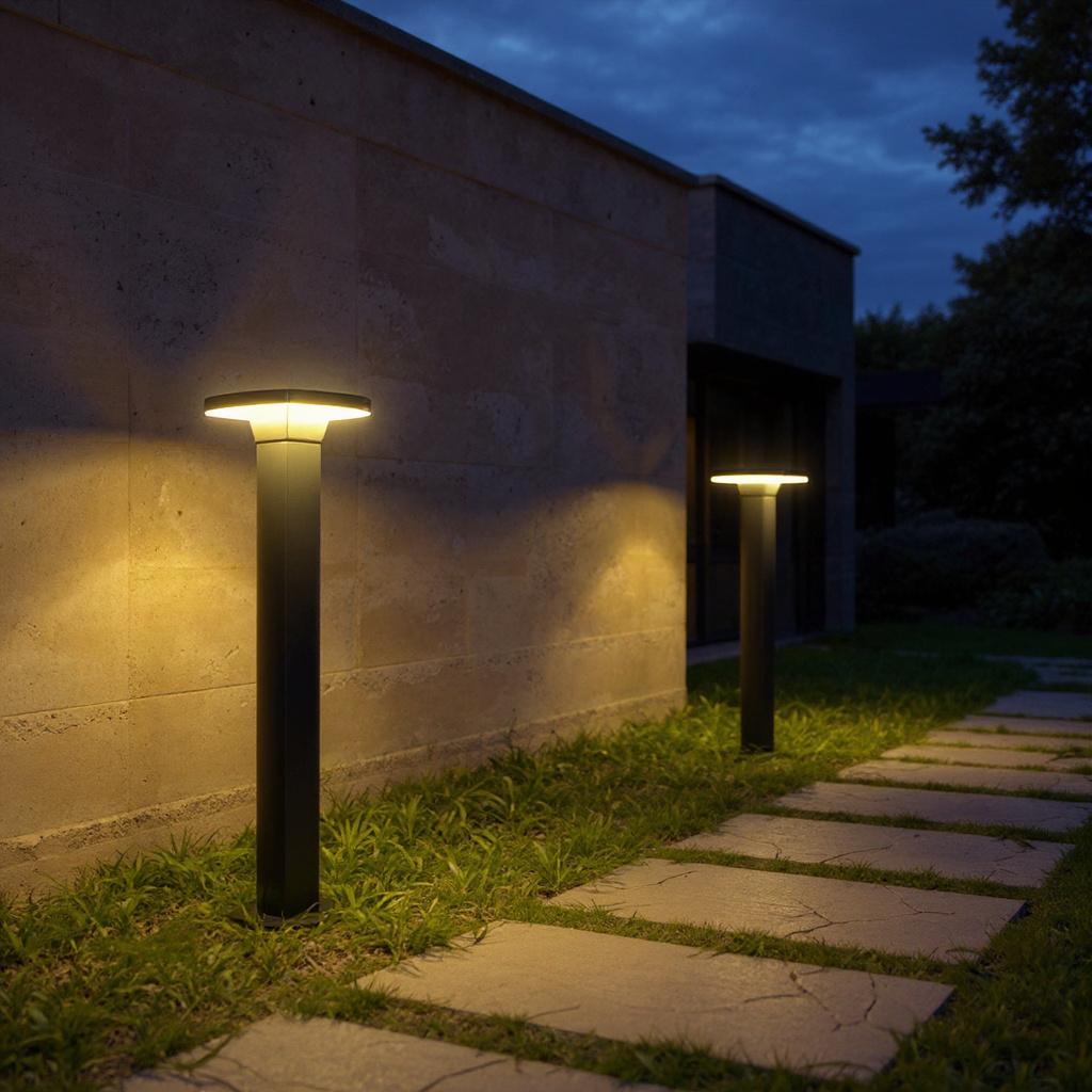 Circular Square Halo Pathway Lights – Waterproof LED Landscape Bollard Lamps