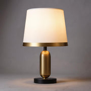 Brushed Brass Table Lamp – Modern Bedside Light with Fabric Shade