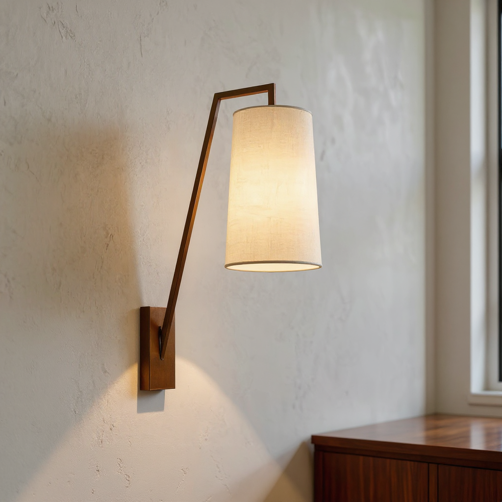 Arden Linen Arm Wall Lamp – Fabric Shade Interior Wall Lamp Fixture