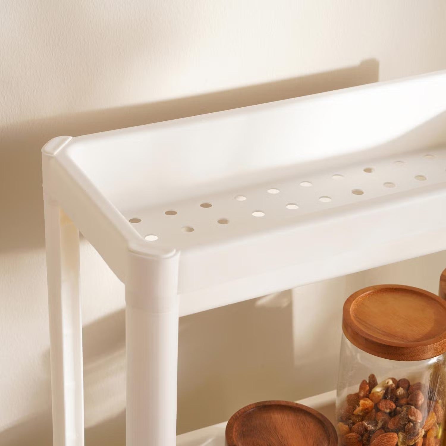 Castlyn Slim Storage Rack – Metal 3 Tier Kitchen Organizer Narrow Spice Shelf White