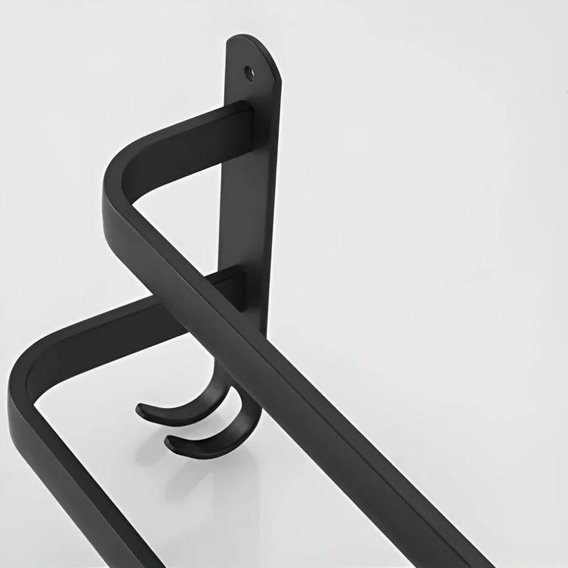 Stratos Towel Rack – Wall Mounted Black Metal Bathroom Organizer Space Saving 3 Tier Storage