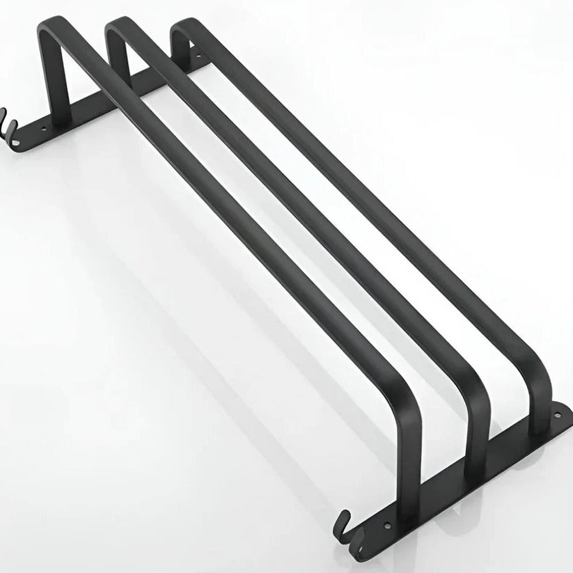 Stratos Towel Rack – Wall Mounted Black Metal Bathroom Organizer Space Saving 3 Tier Storage