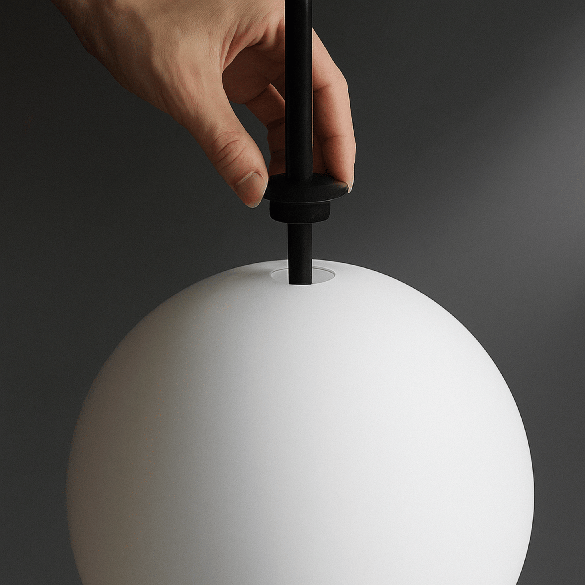 Stratos Sphere Pendant Light – Modern White Glass Ball Chandelier Black Metal Dining Room Kitchen Island