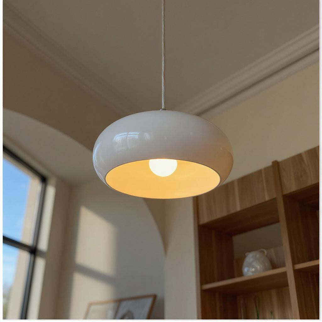 Retro Glass Dome Pendant Light – Mid-Century Modern LED Ceiling Fixture for Dining and Living Spaces