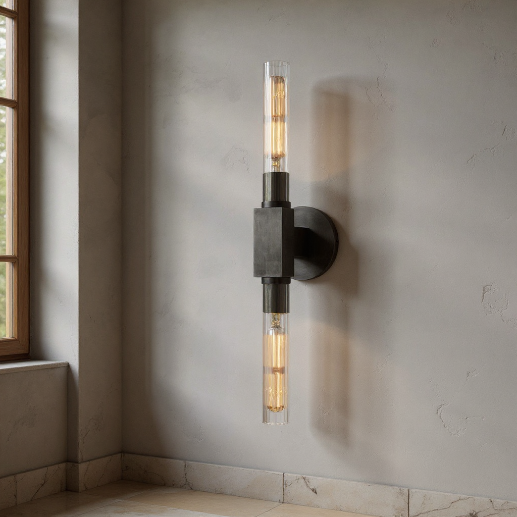 Canella Linear Wall Sconce – Brass Ribbed Glass Linear Wall Lighting Fixture