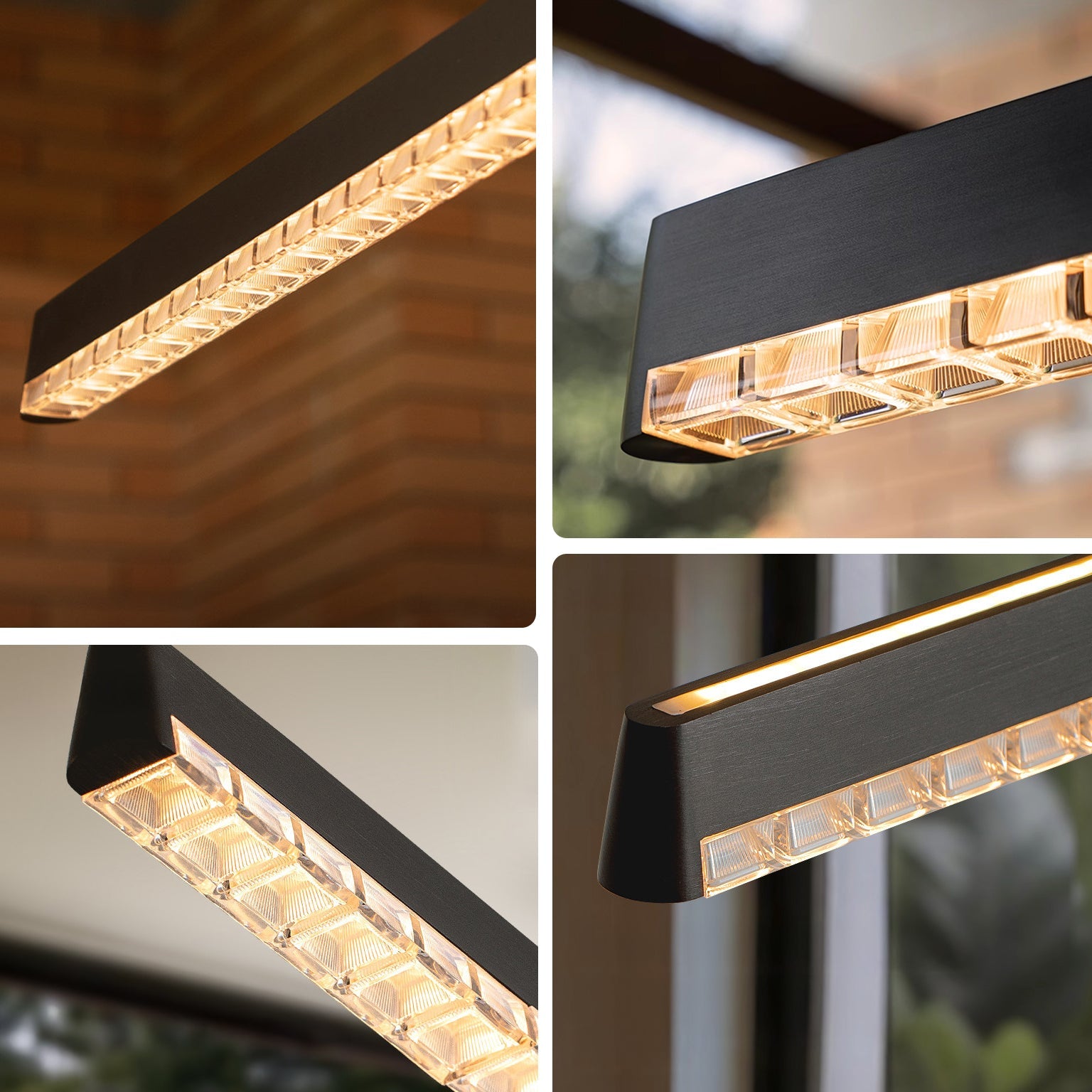 Stratum Linear Pendant Light – LED Modern Dining Room Kitchen Island Ceiling Lighting Fixture Black