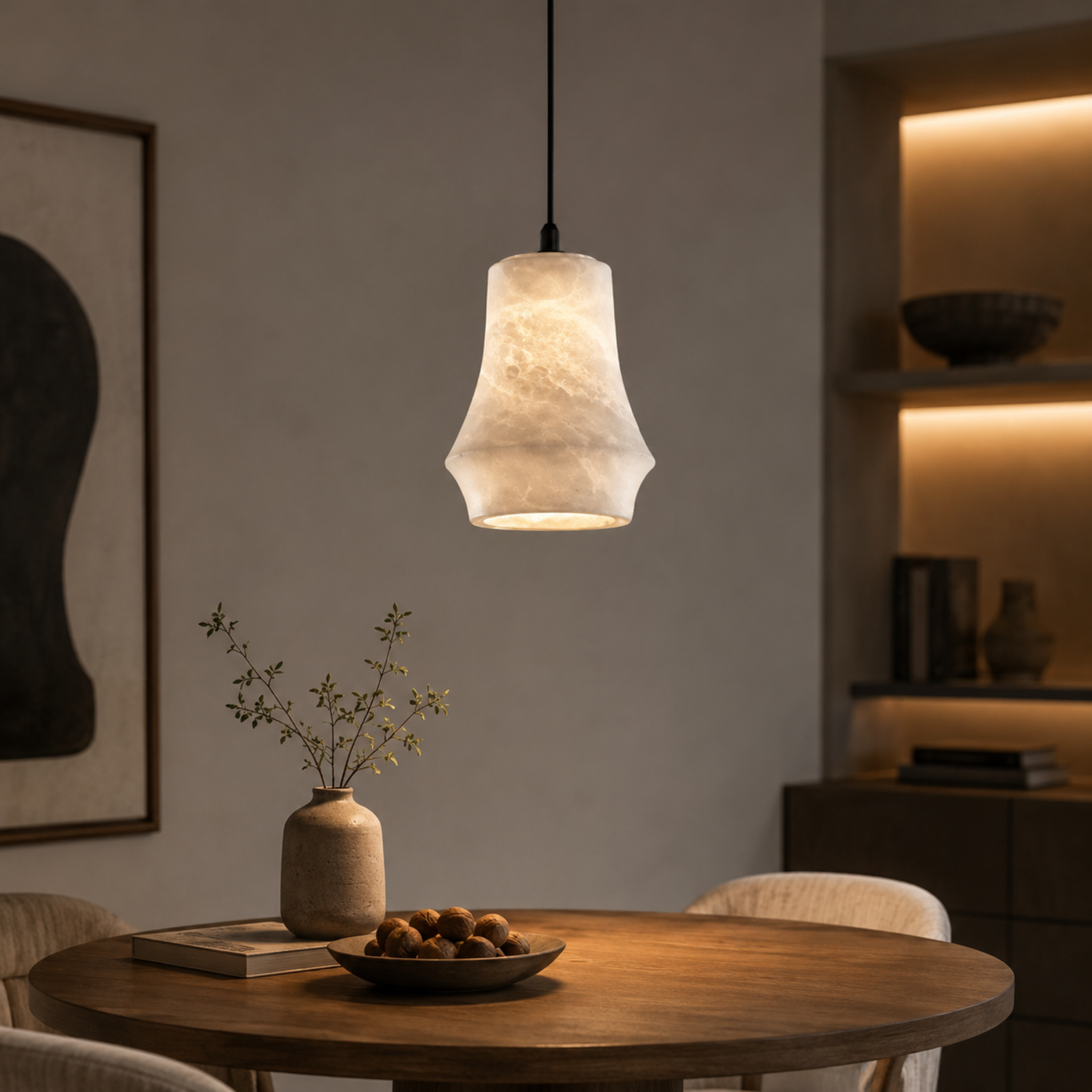 Velaro Alabaster Pendant Light – Modern Kitchen Island Hanging Lamp Decorative Lighting Fixture
