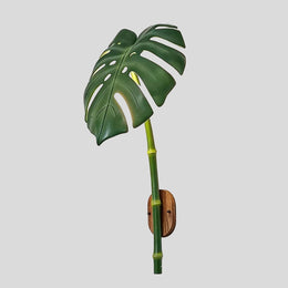 Palmyra Leaf Wall Lamp – Tropical Monstera Outdoor Wall Sconce Bamboo Stem LED Garden Patio Lighting Fixture