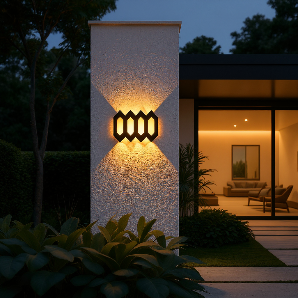 Hexa Shield Wall Lamp – LED Outdoor Geometric Wall Lighting Fixture