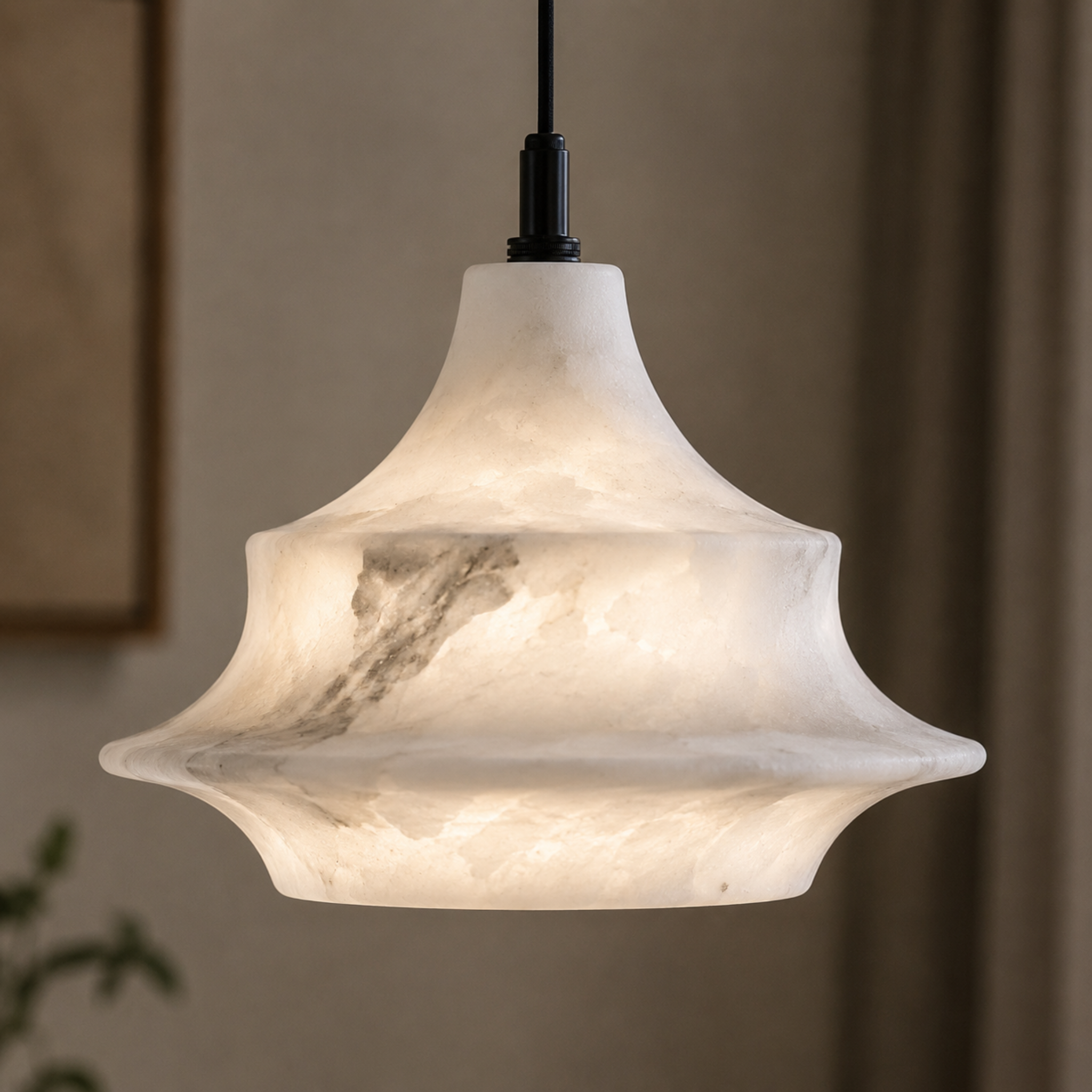Velaro Alabaster Pendant Light – Modern Kitchen Island Hanging Lamp Decorative Lighting Fixture