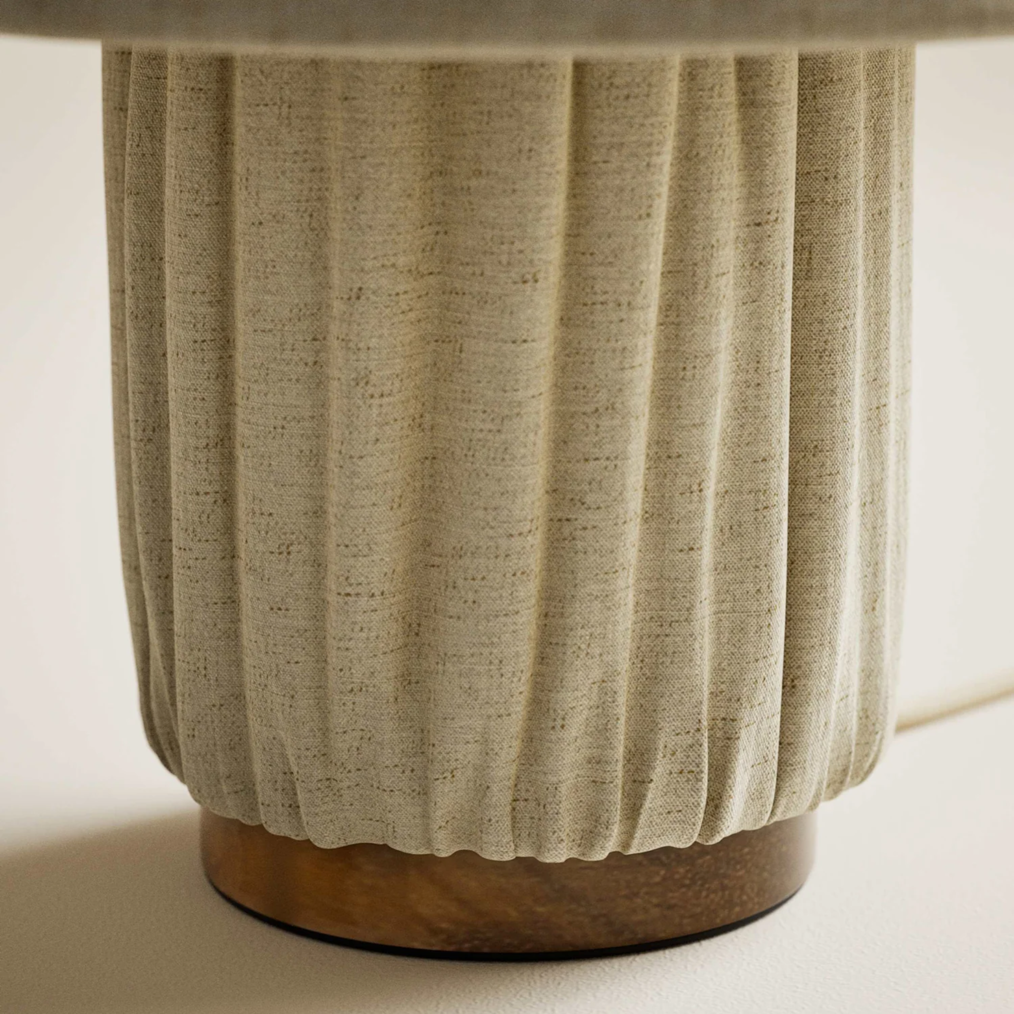 Plissé Fabric Table Lamp – Pleated Cream Linen Bedside Lamp Living Room Bedroom Decorative Lighting