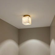 Marble Glass Flush Mount Ceiling Light – Modern Square LED Fixture