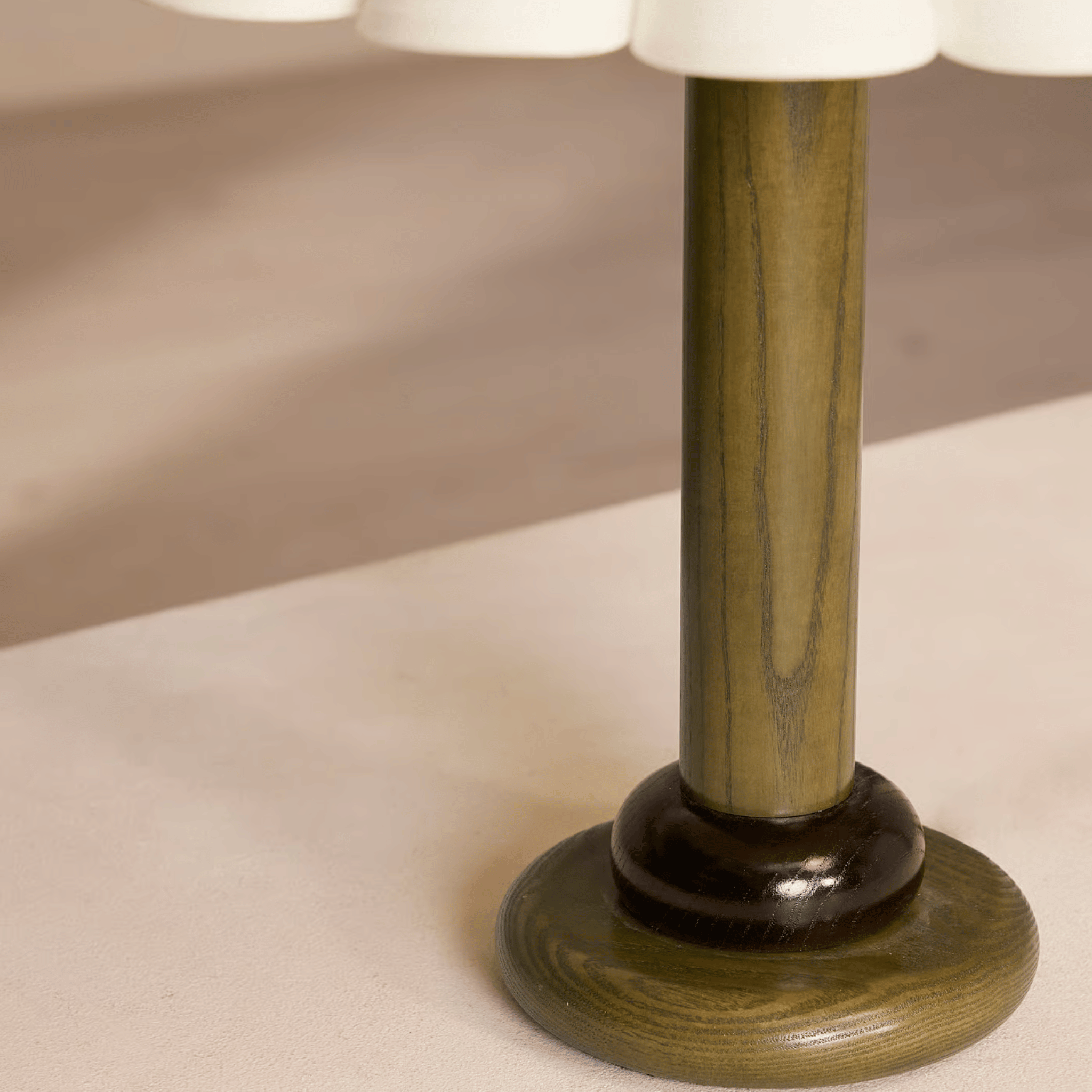 Avelis Pleated Table Lamp – Modern White Shade Walnut Base Decorative Lighting Living Room Bedroom