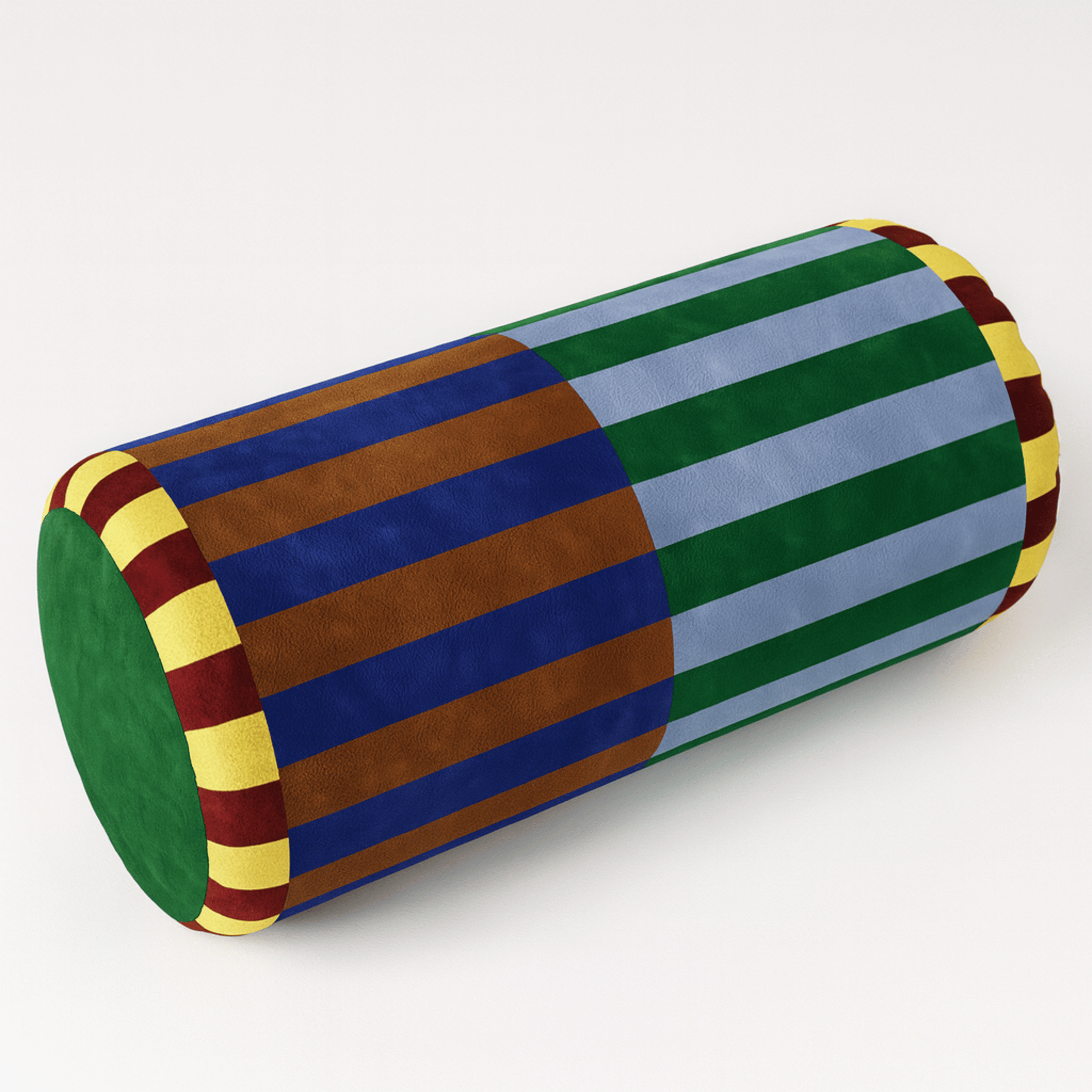 Carnival Stripe Bolster Pillow – Colorful Velvet Neck Roll Decorative Throw Pillow Bed Couch Accent