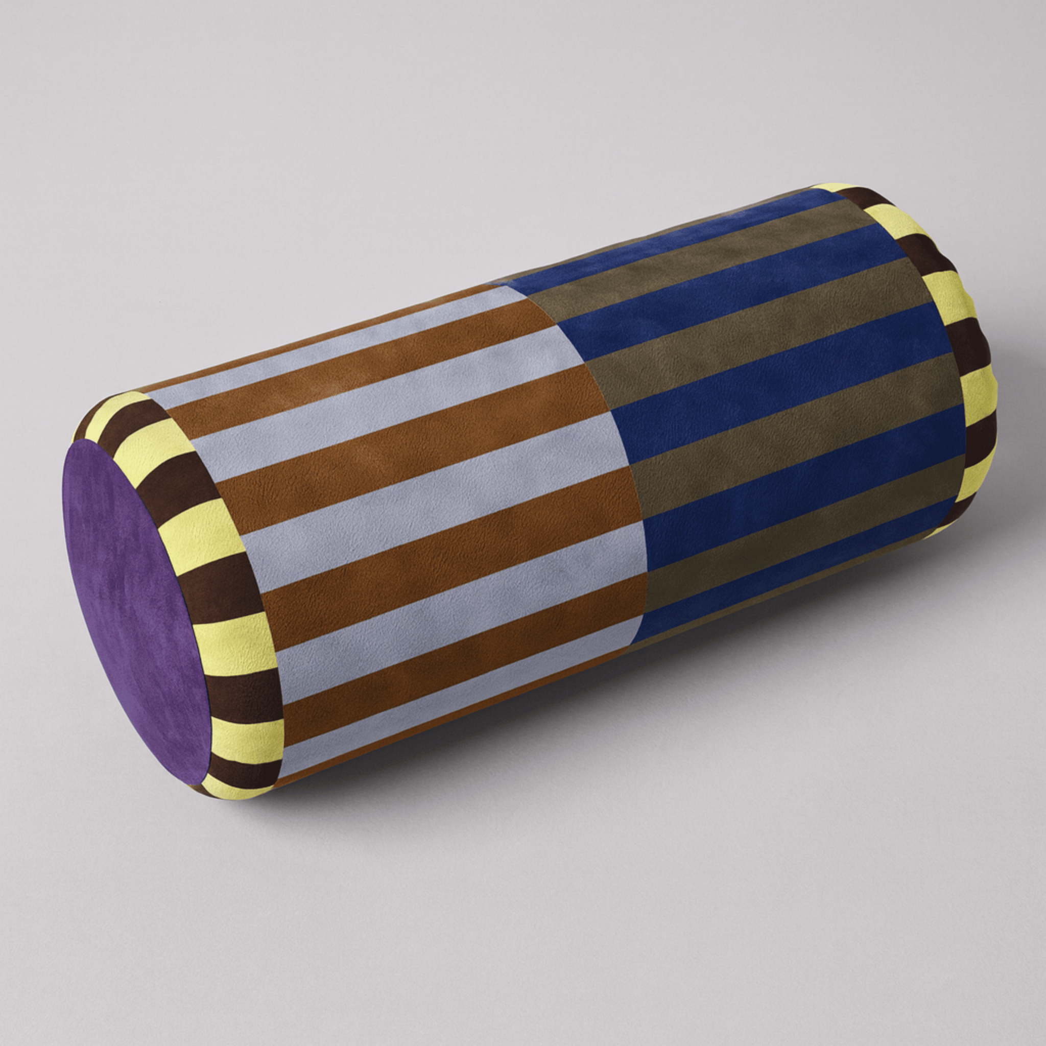 Carnival Stripe Bolster Pillow – Colorful Velvet Neck Roll Decorative Throw Pillow Bed Couch Accent