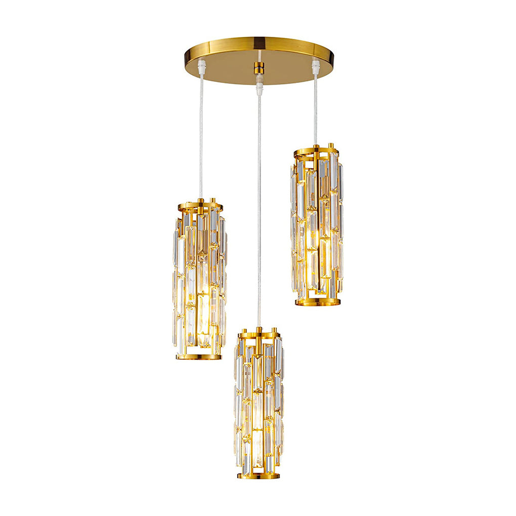 Prismatica Crystal Pendant Light – Cylindrical Kitchen Island Dining Room Chandelier Fixture