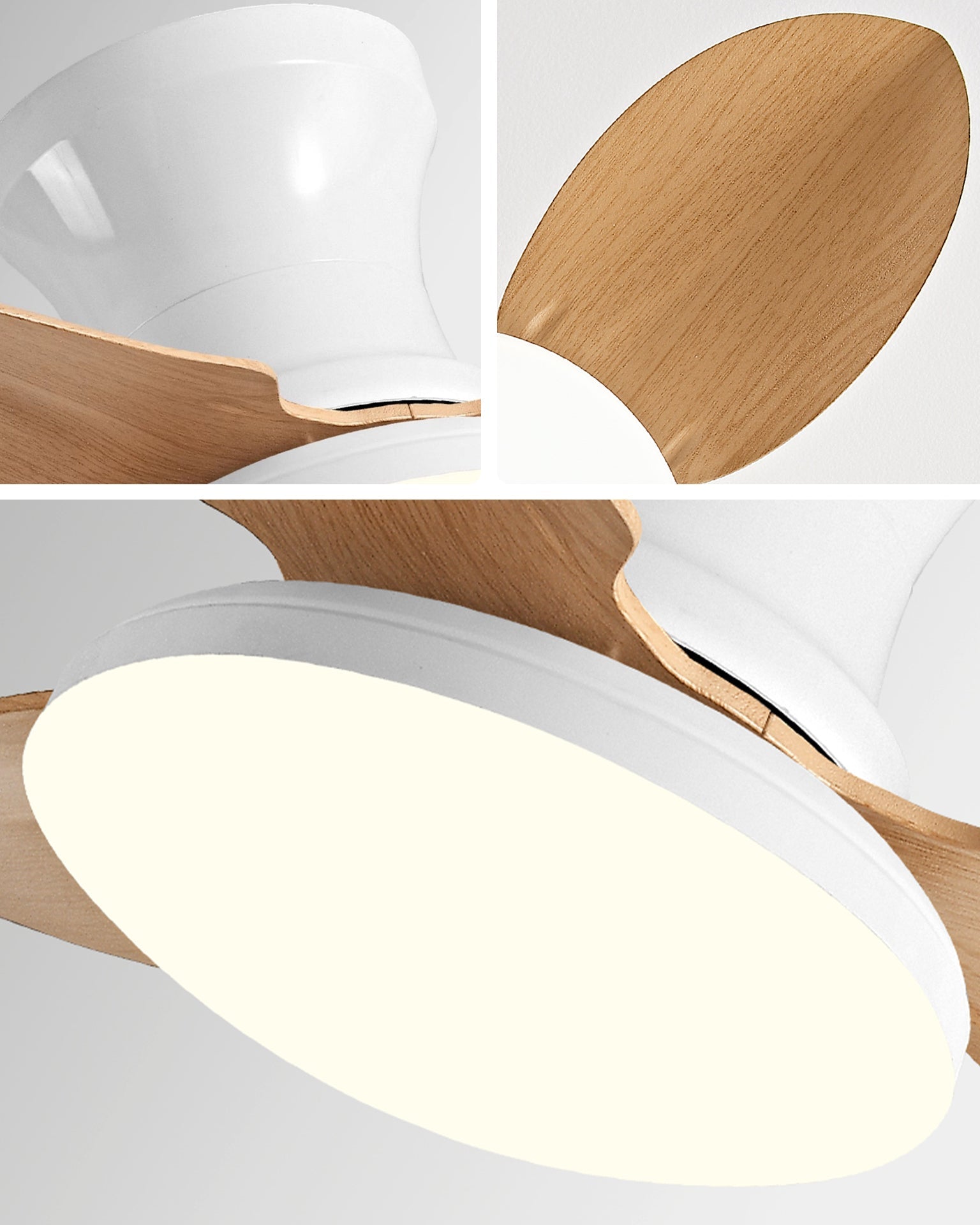 Brisen Halo Ceiling Fan – LED Light Wood Blade Modern Low Profile Flush Mount Bedroom Living Room
