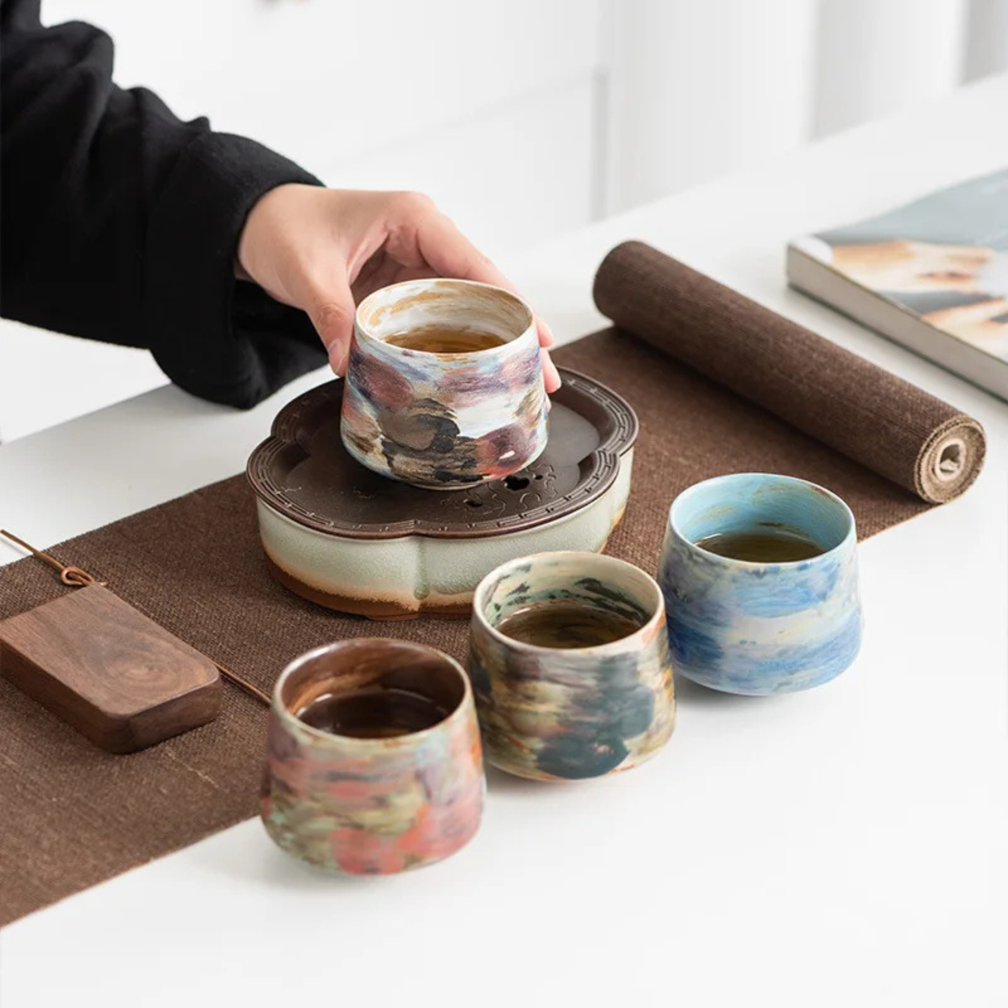 Paloma Ceramic Cup – Handcrafted Reactive Glaze Coffee Mug Latte Cup Artisan Pottery Drinkware
