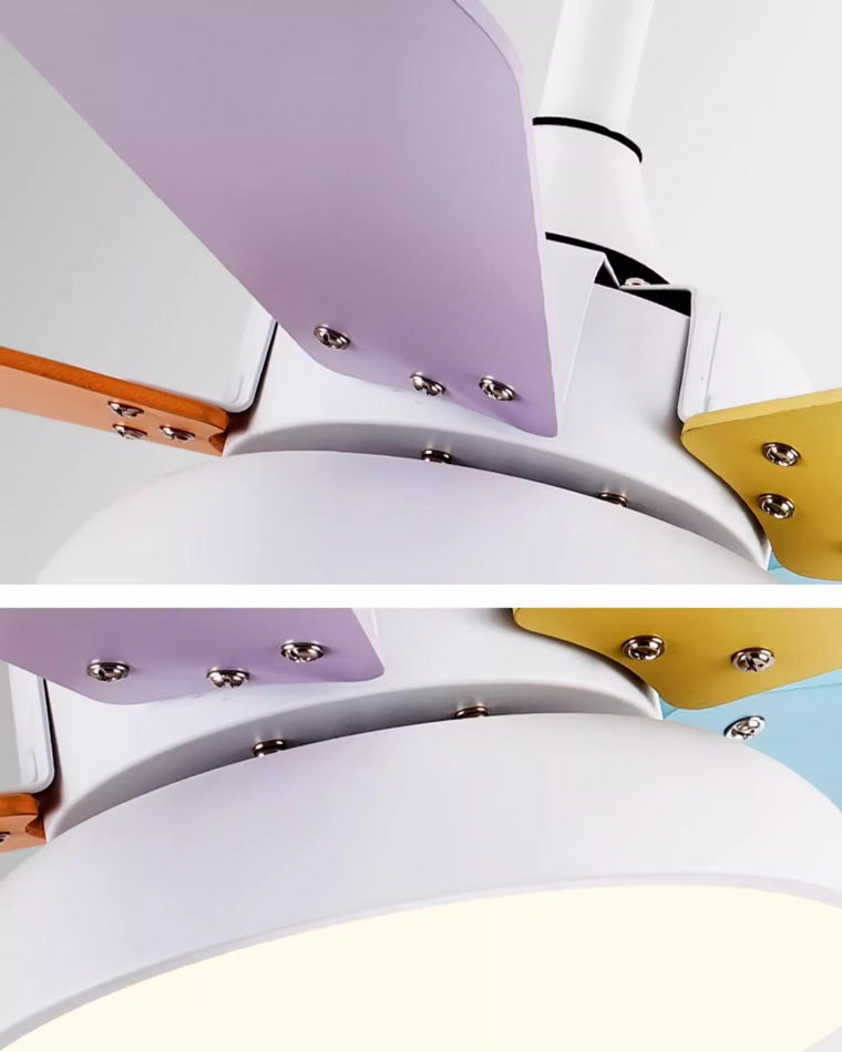Paletto Multicolor Ceiling Fan – LED Light Kids Bedroom Playroom Modern Remote Control Quiet