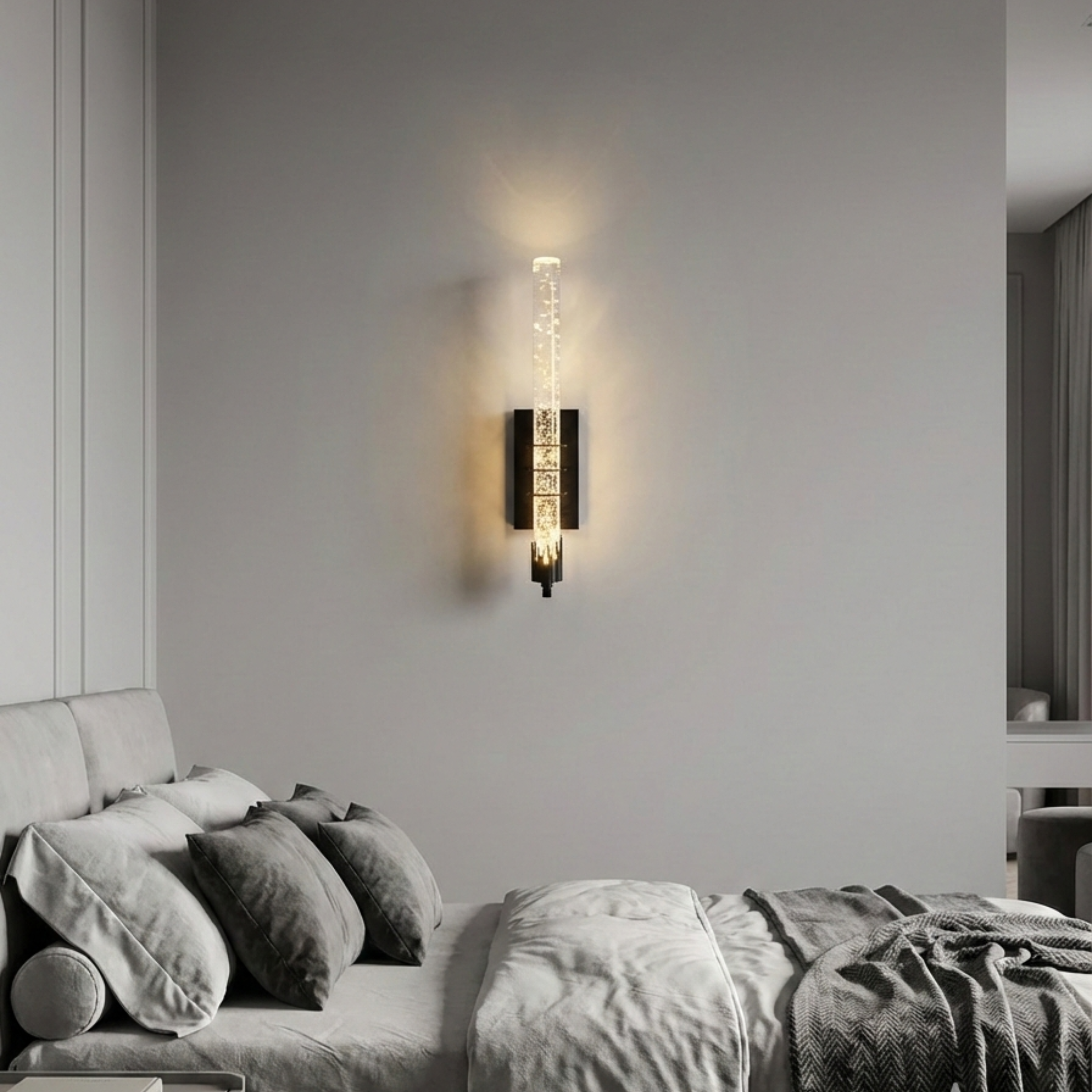 Lunaris Crystal Bar Wall Lamp – Modern LED Gold Black Vanity Hallway Sconce Fixture