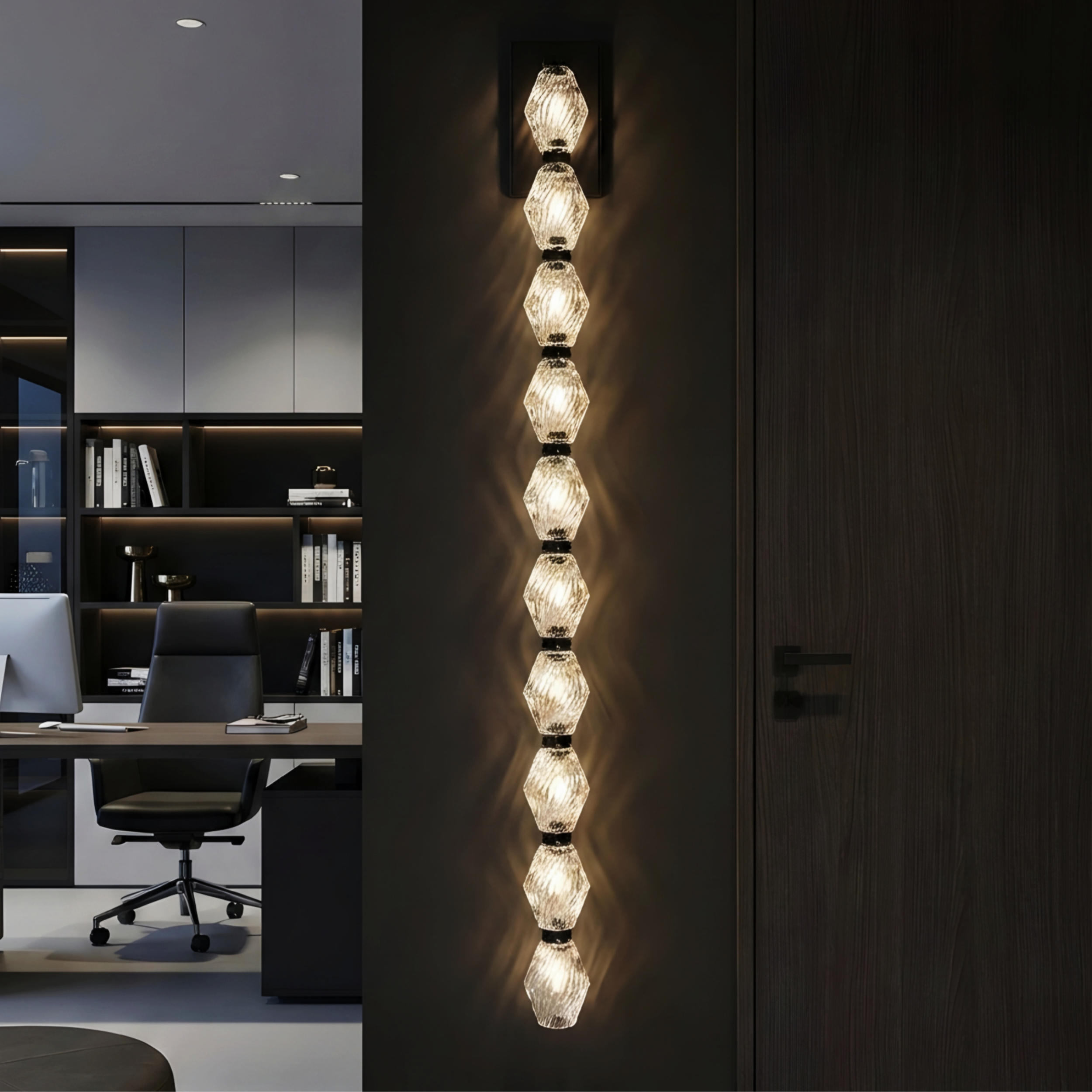 Aurelia Stacked Glass Wall Lamp – Modern Gold Vertical Bathroom Vanity Sconce Fixture