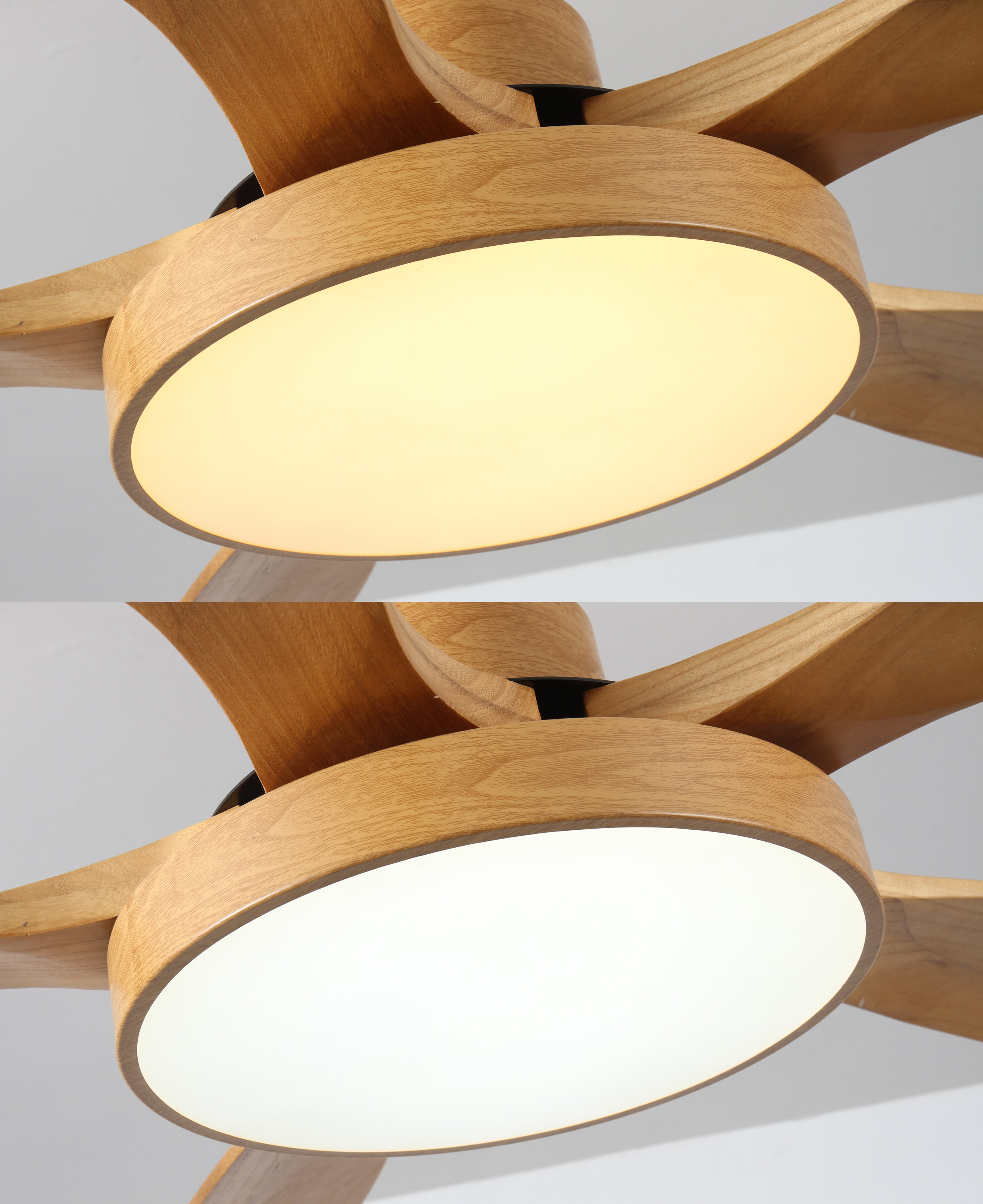 Breckton Ceiling Fan Light – Modern Wood Blade LED Living Room Bedroom Decorative Lighting Fixture Green