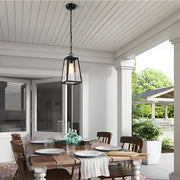 Tapered Clear Glass Hanging Pendant Light – Waterproof LED Outdoor Porch Patio Fixture