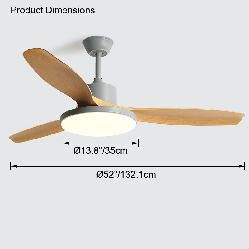 Breckton Ceiling Fan Light – Modern Wood Blade LED Living Room Bedroom Decorative Lighting Fixture Green